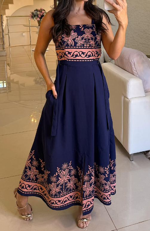 Adjustable Printed Maxi Sundress