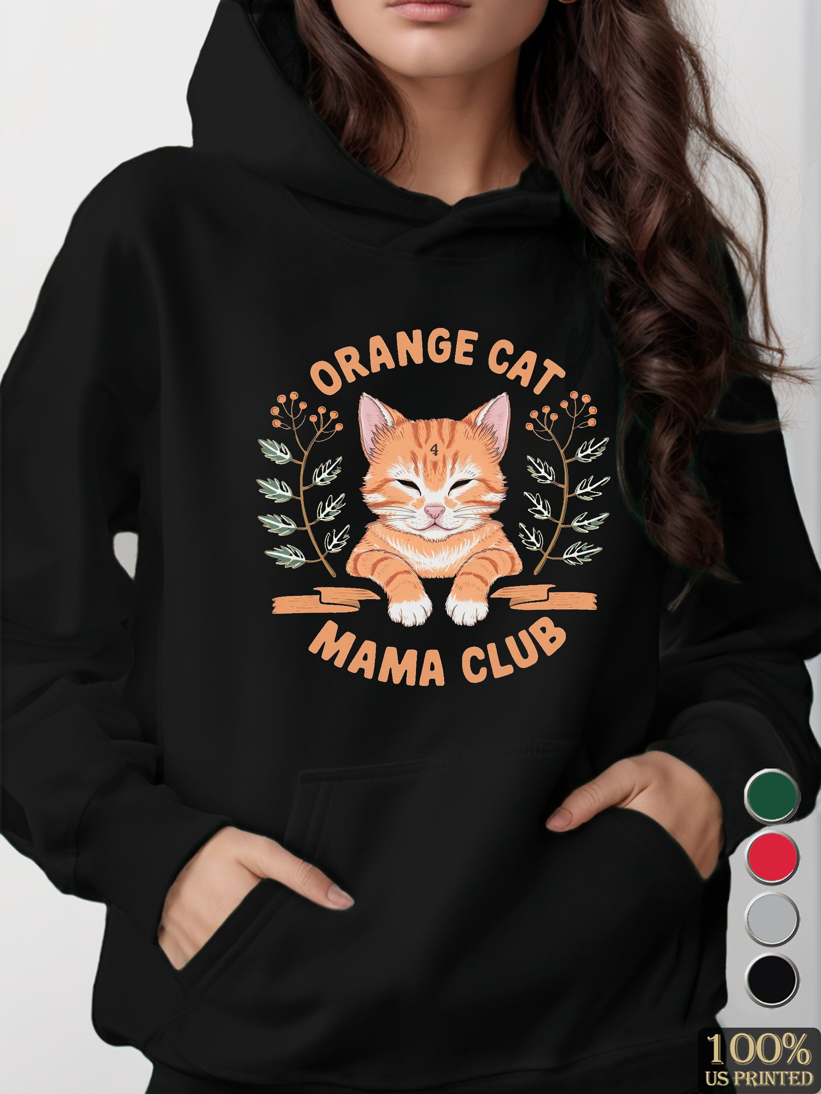 Orange Cat women's hooded sweatshirt