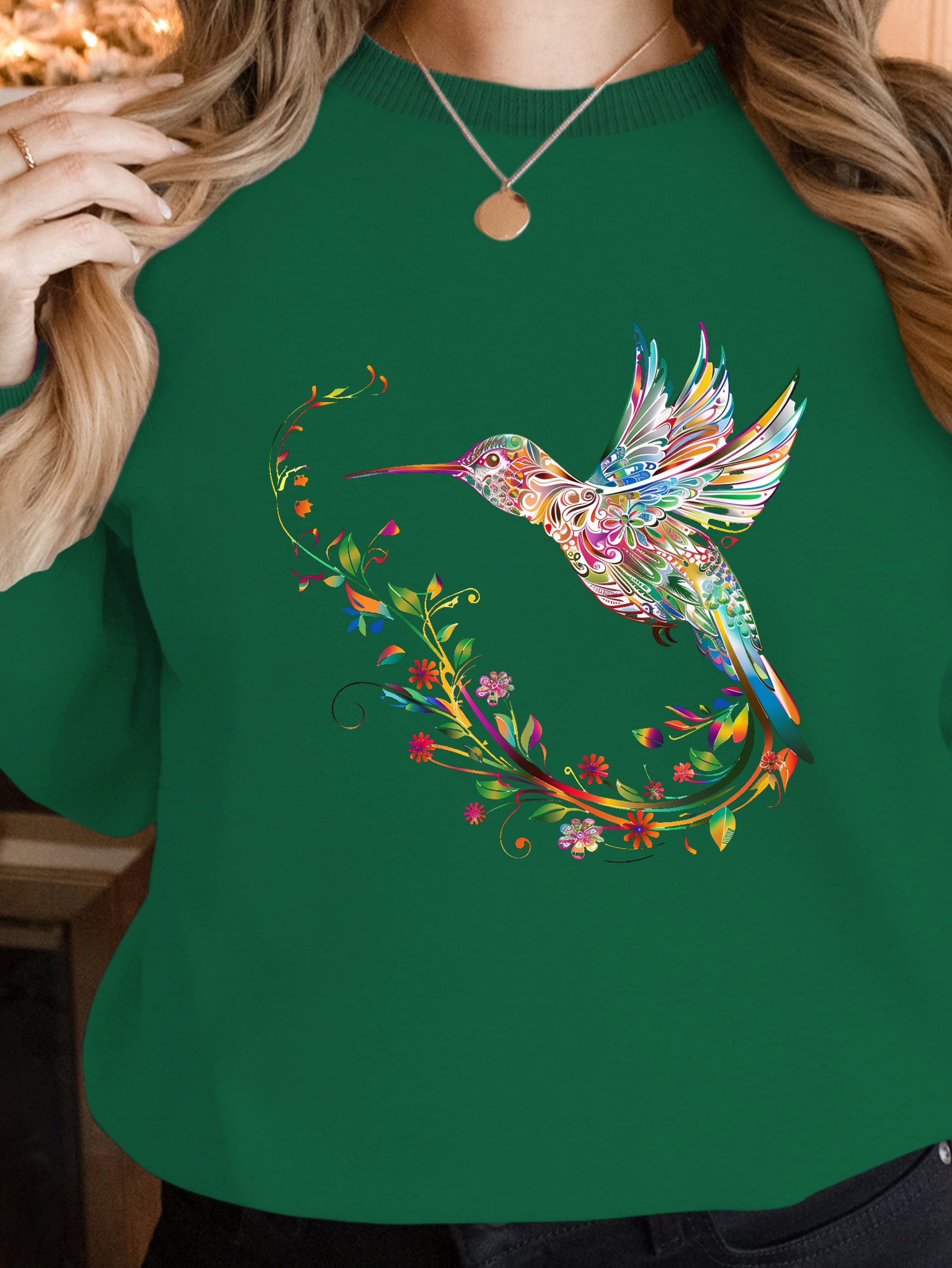Colorful Hummingbird Illustration women's sweatshirts