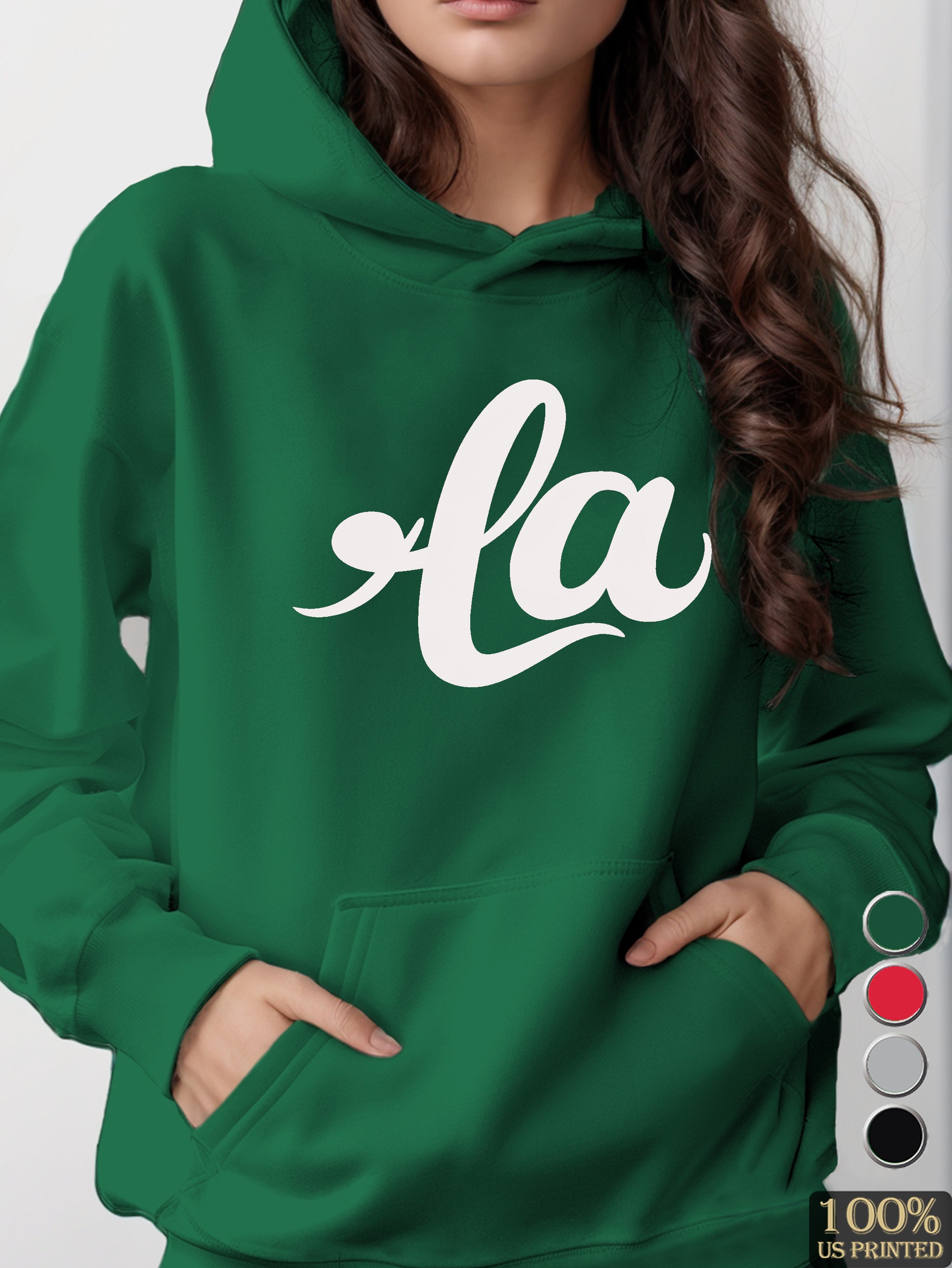 la in elegant cursive women's hooded sweatshirt