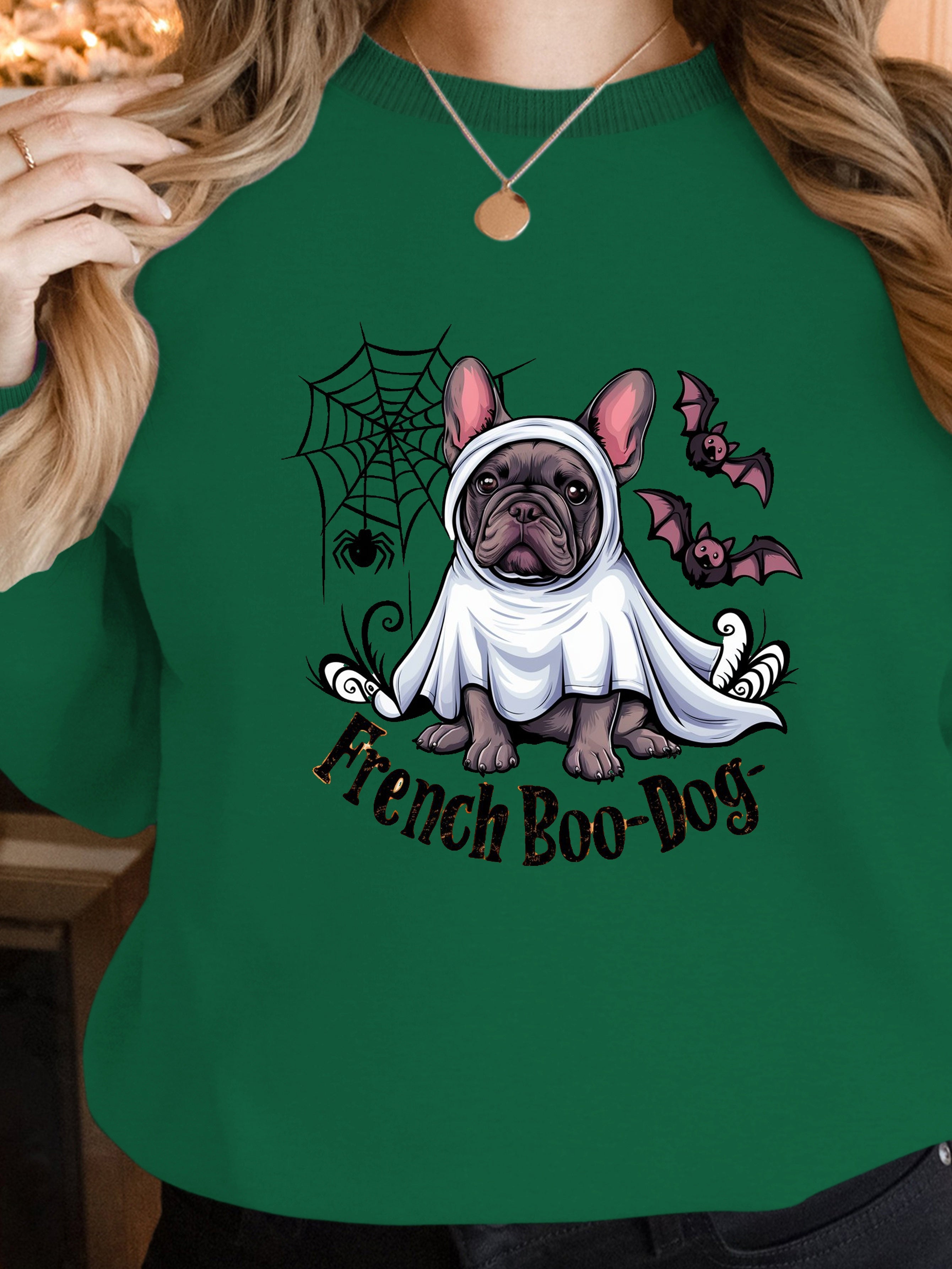 French Boo Dog Halloween T shirt women's sweatshirts