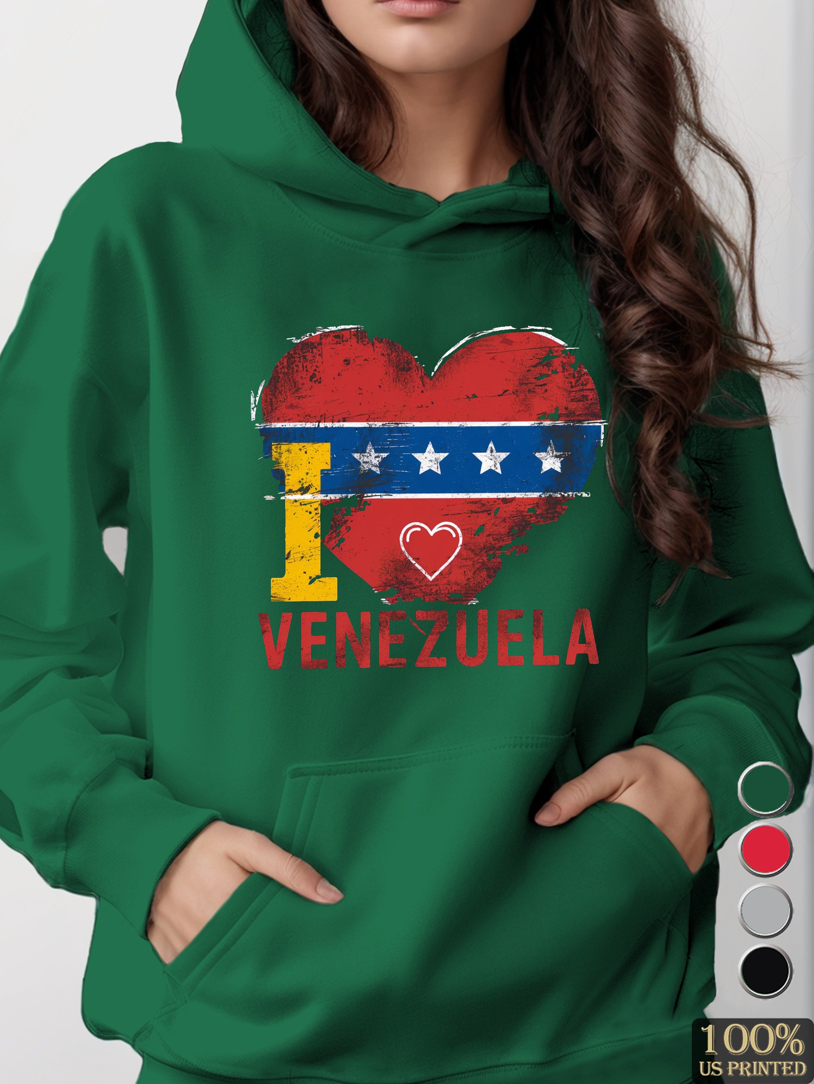 Venezuelan flag heart illustration women's hooded sweatshirt