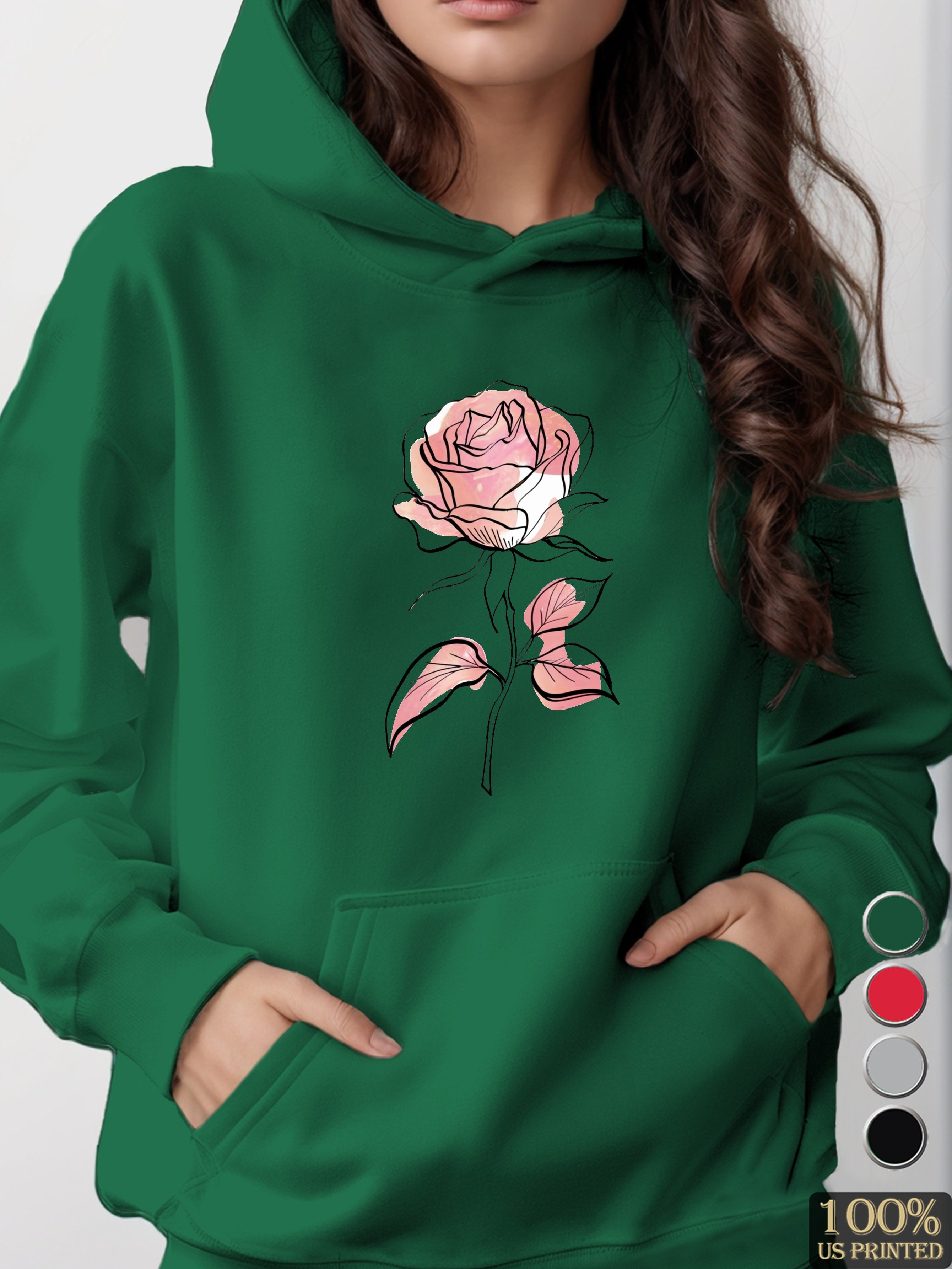 Minimalistic Rose women's hooded sweatshirt