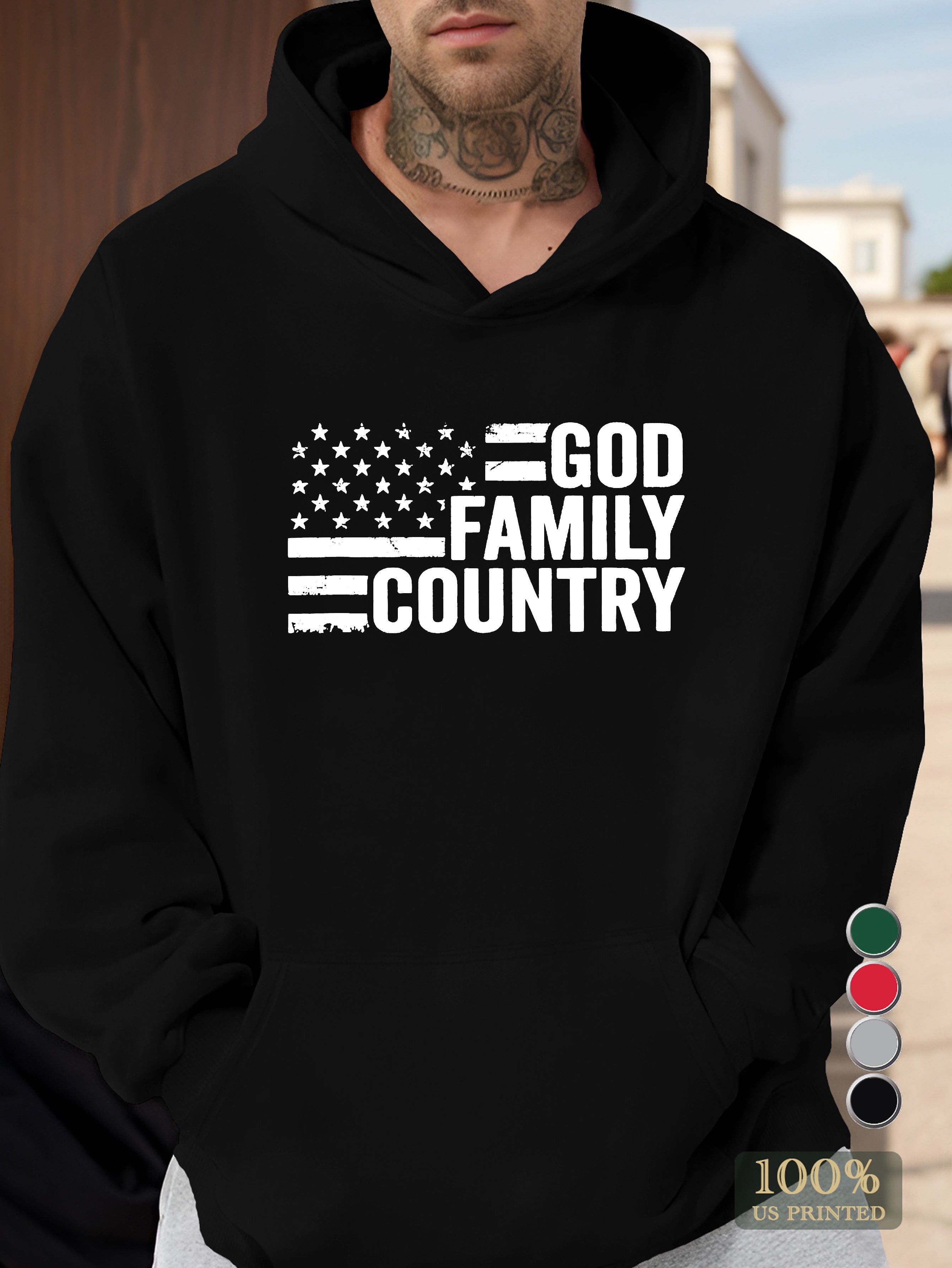 GOD FAMILY COUNTRY Men's hooded sweatshirt