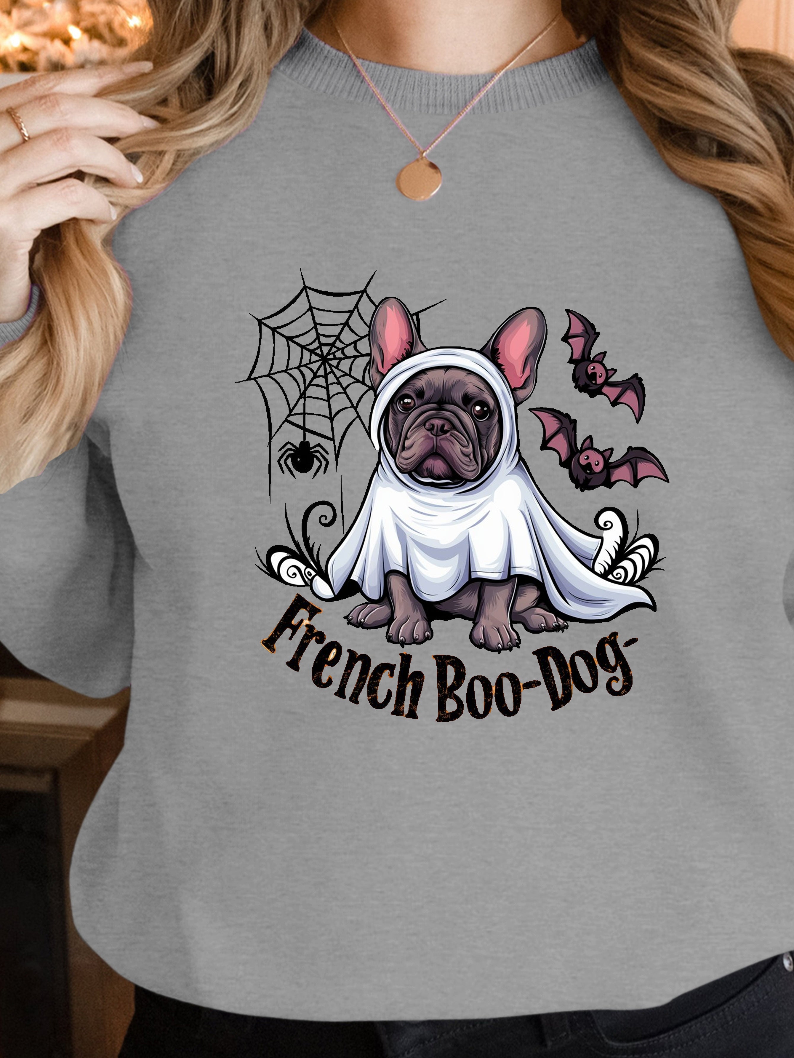 French Boo Dog Halloween T shirt women's sweatshirts