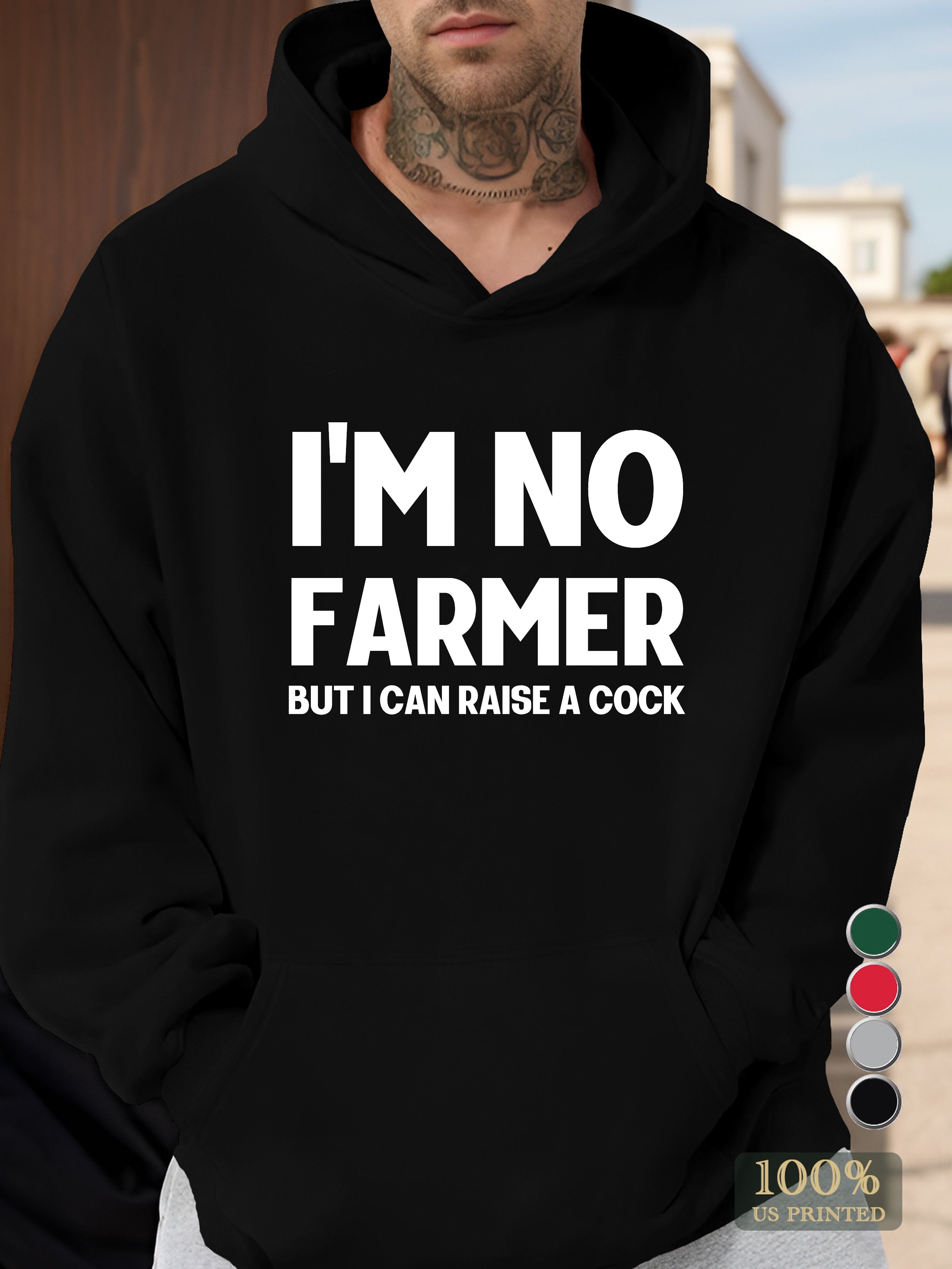 I can raise a cock joke Men's hooded sweatshirt