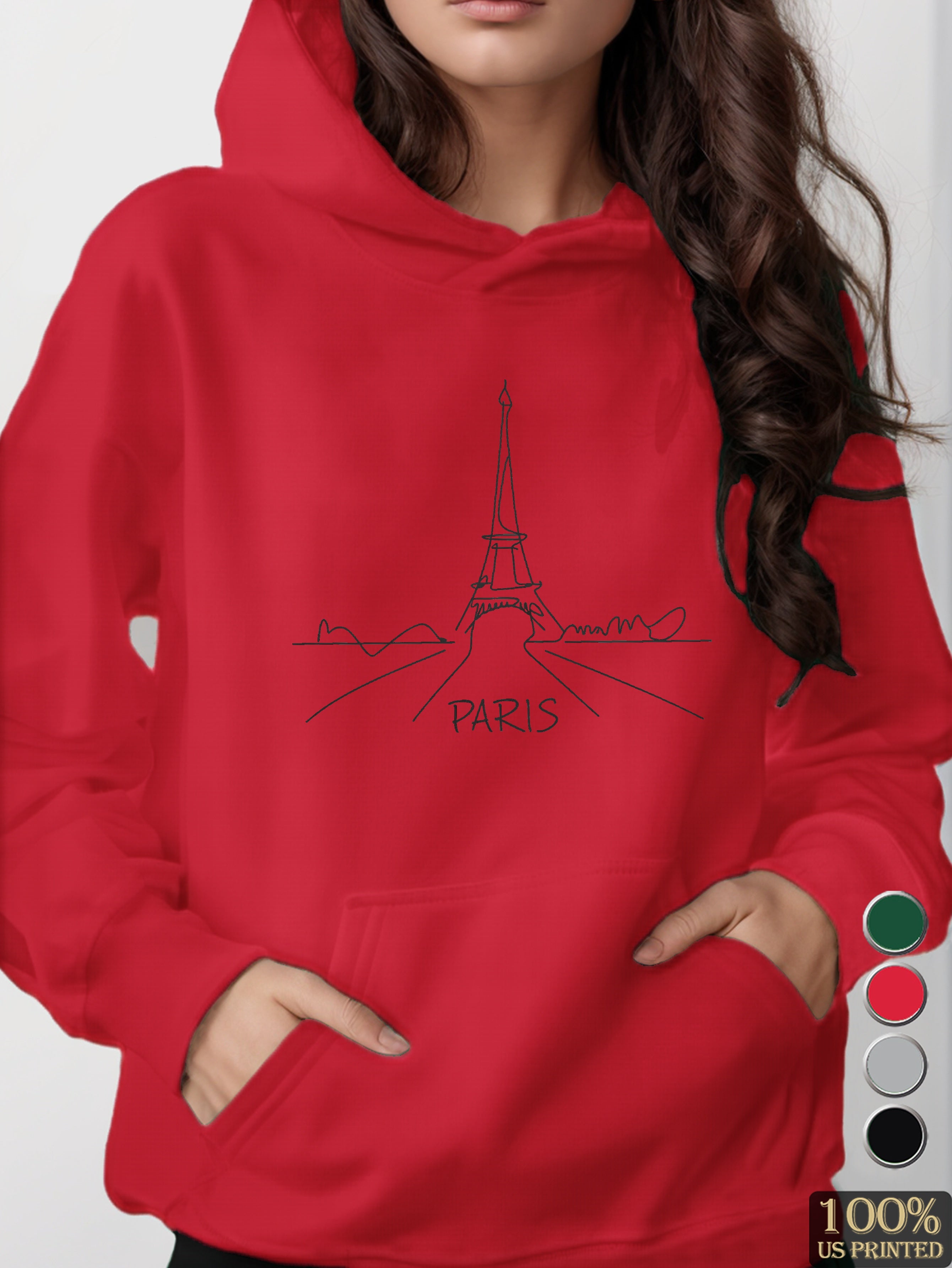 Minimalistic Paris Line Art women's hooded sweatshirt