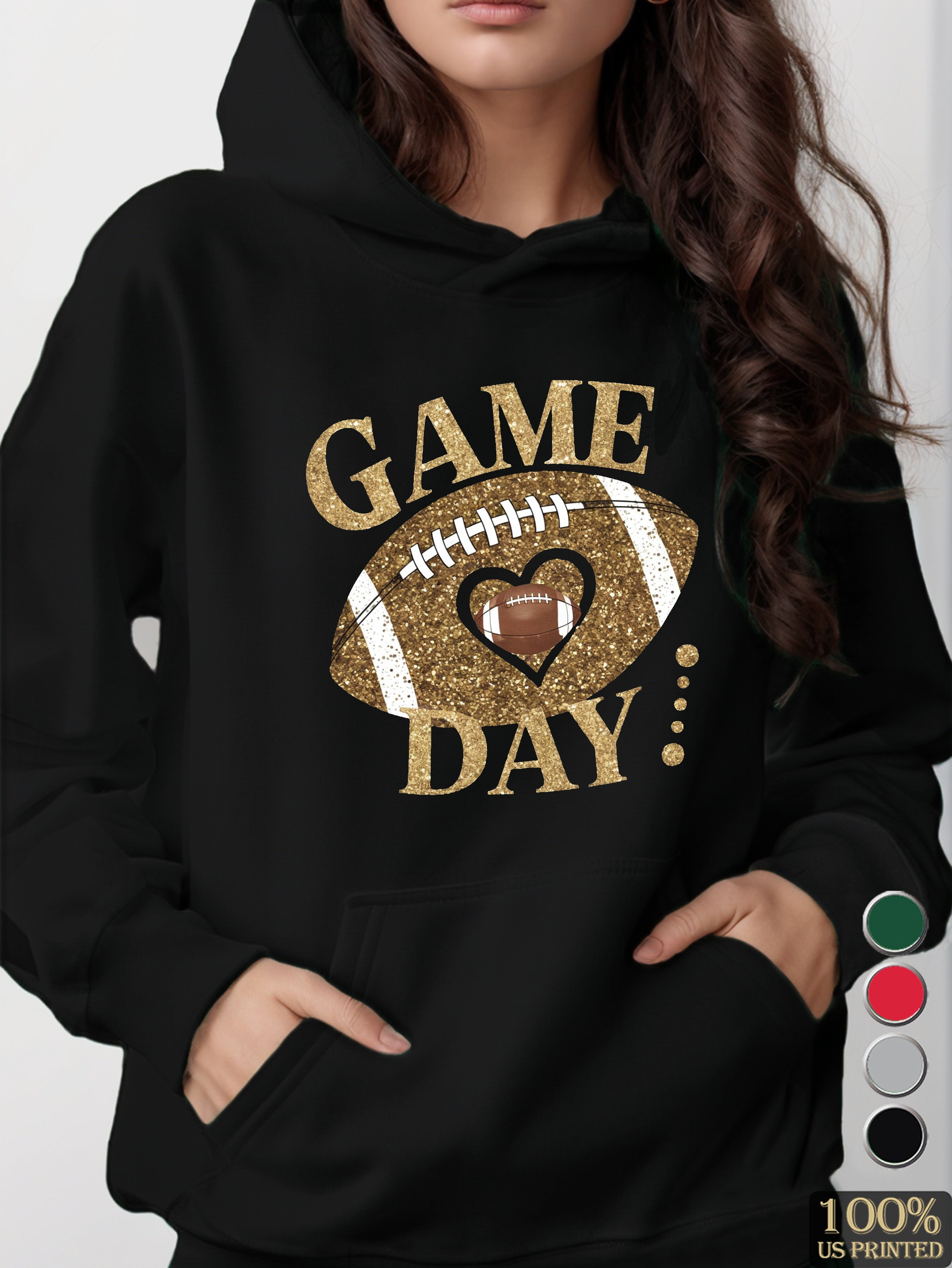 GAME DAY with football women's hooded sweatshirt