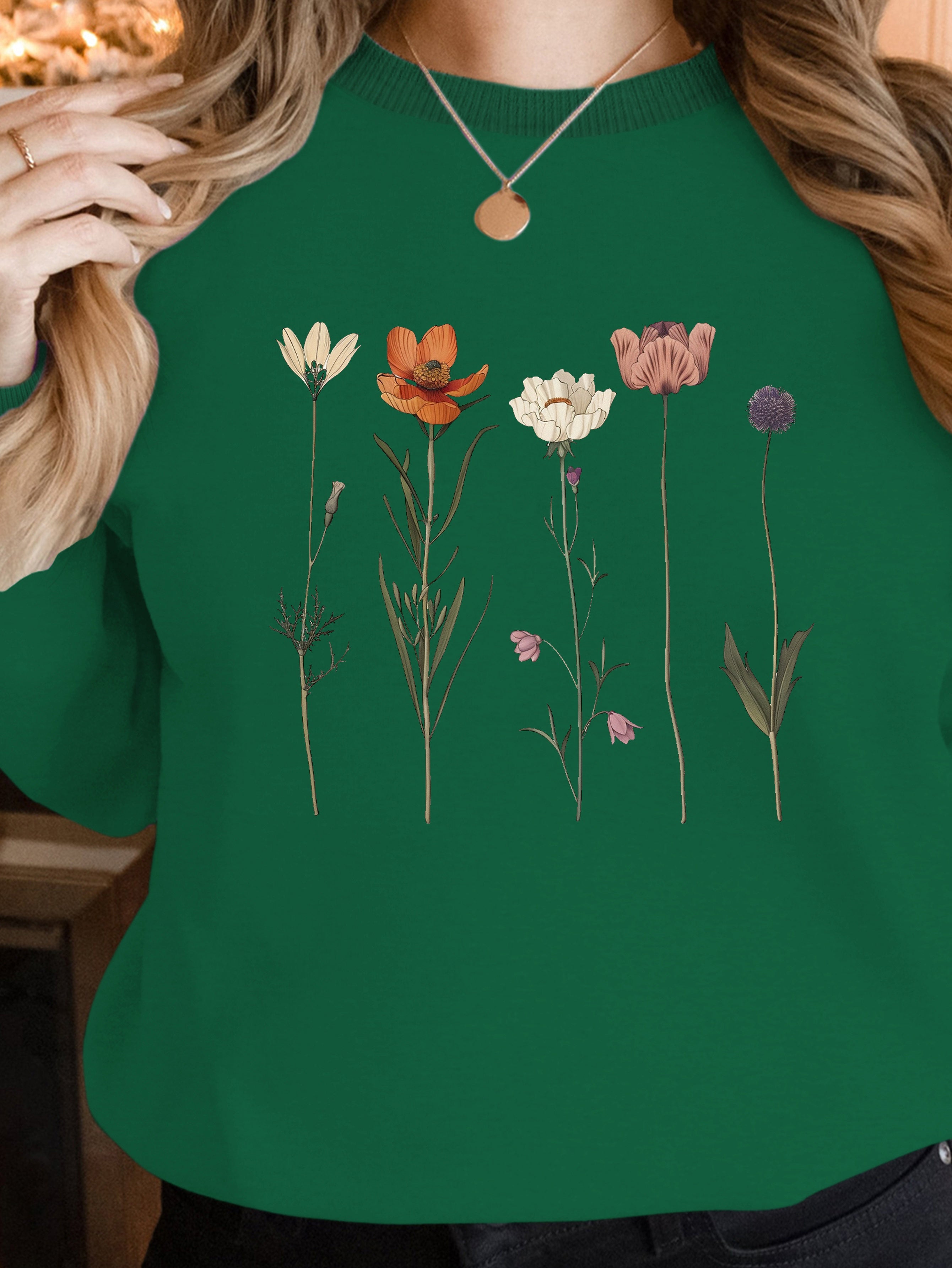 Vintage Botanical Flower Illustrations women's sweatshirts