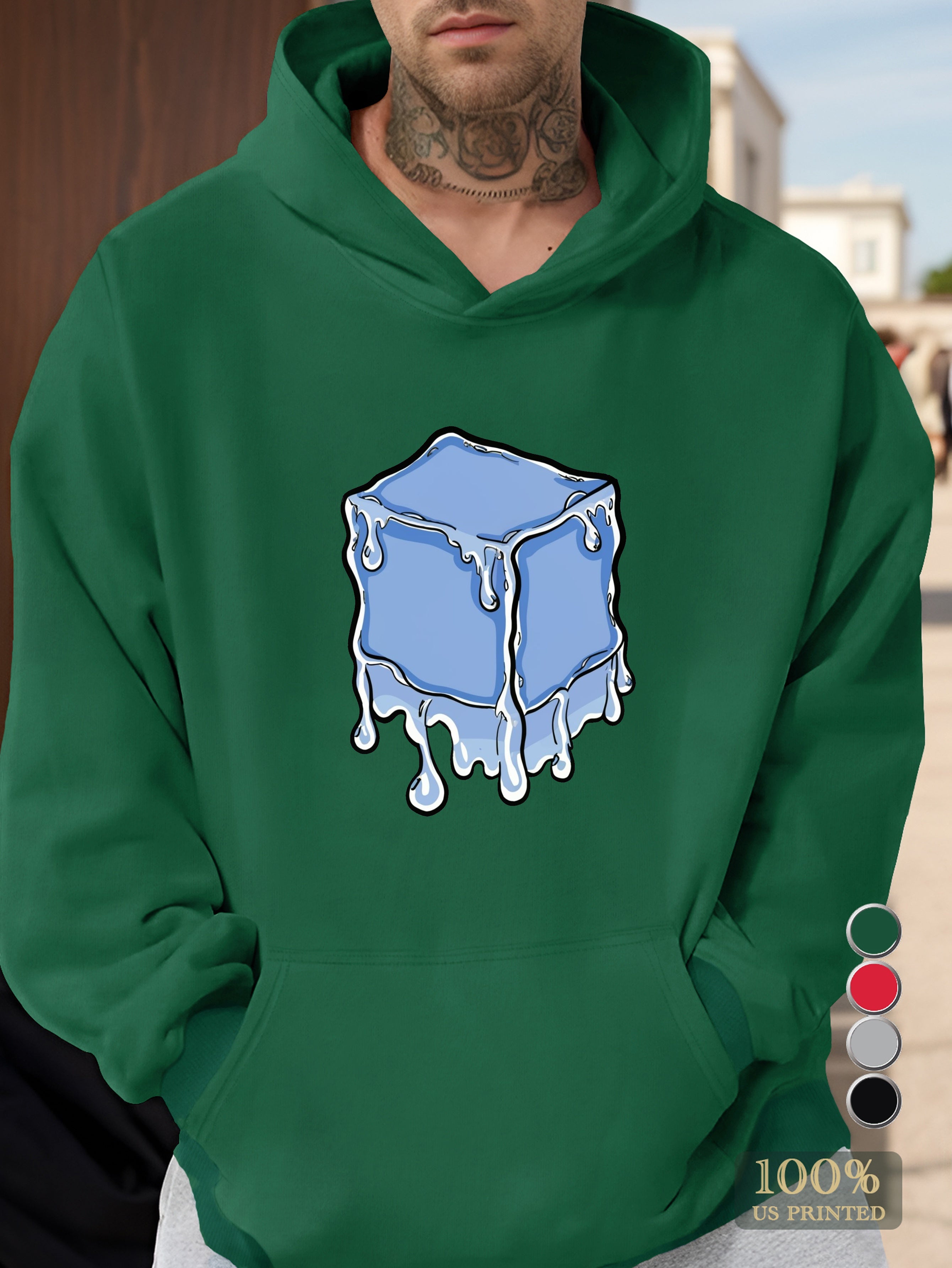 colorful melting ice block Men's hooded sweatshirt