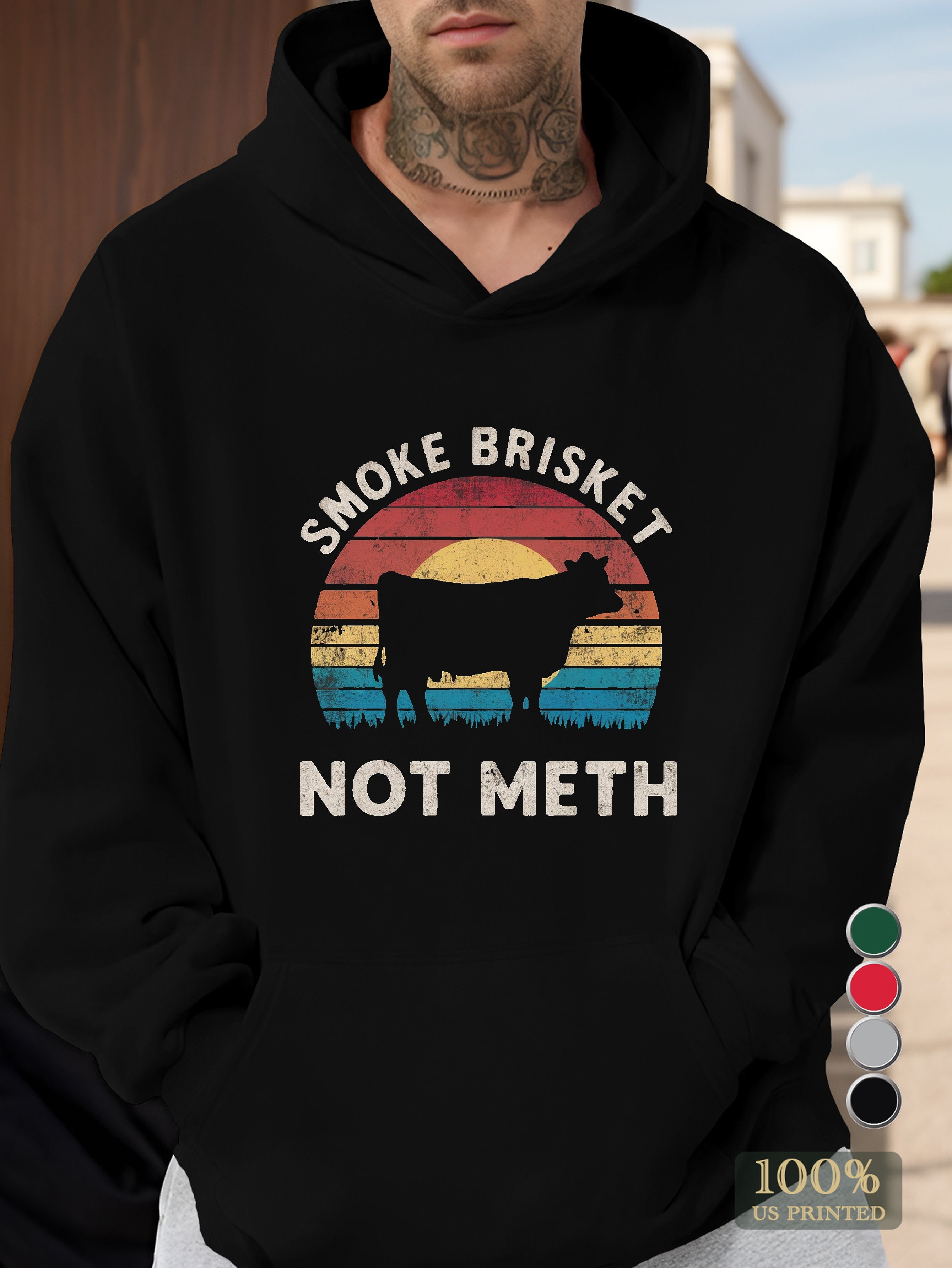 SMOKE BRISKET NOT METH Men's hooded sweatshirt