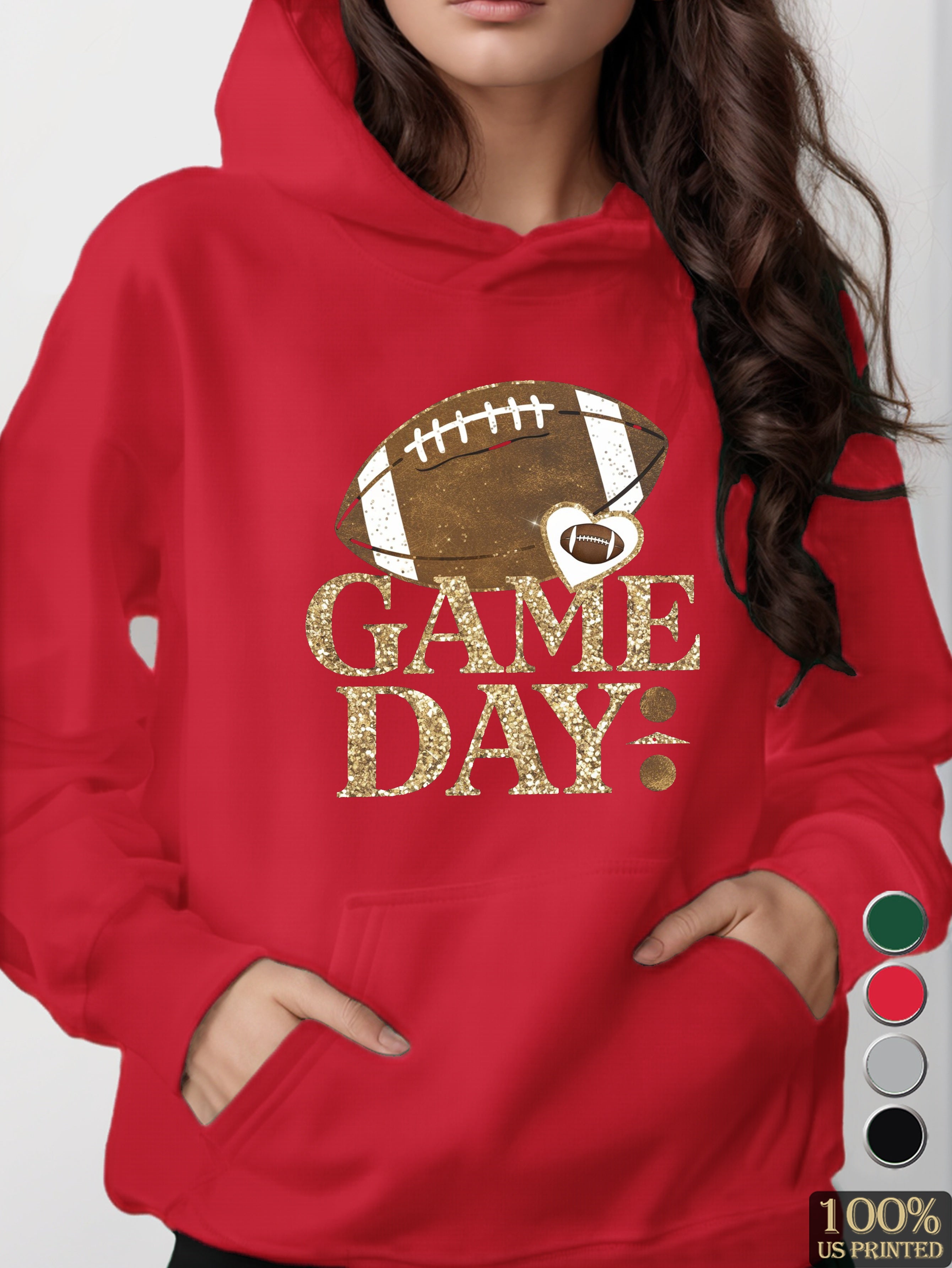 Vintage football graphic design women's hooded sweatshirt