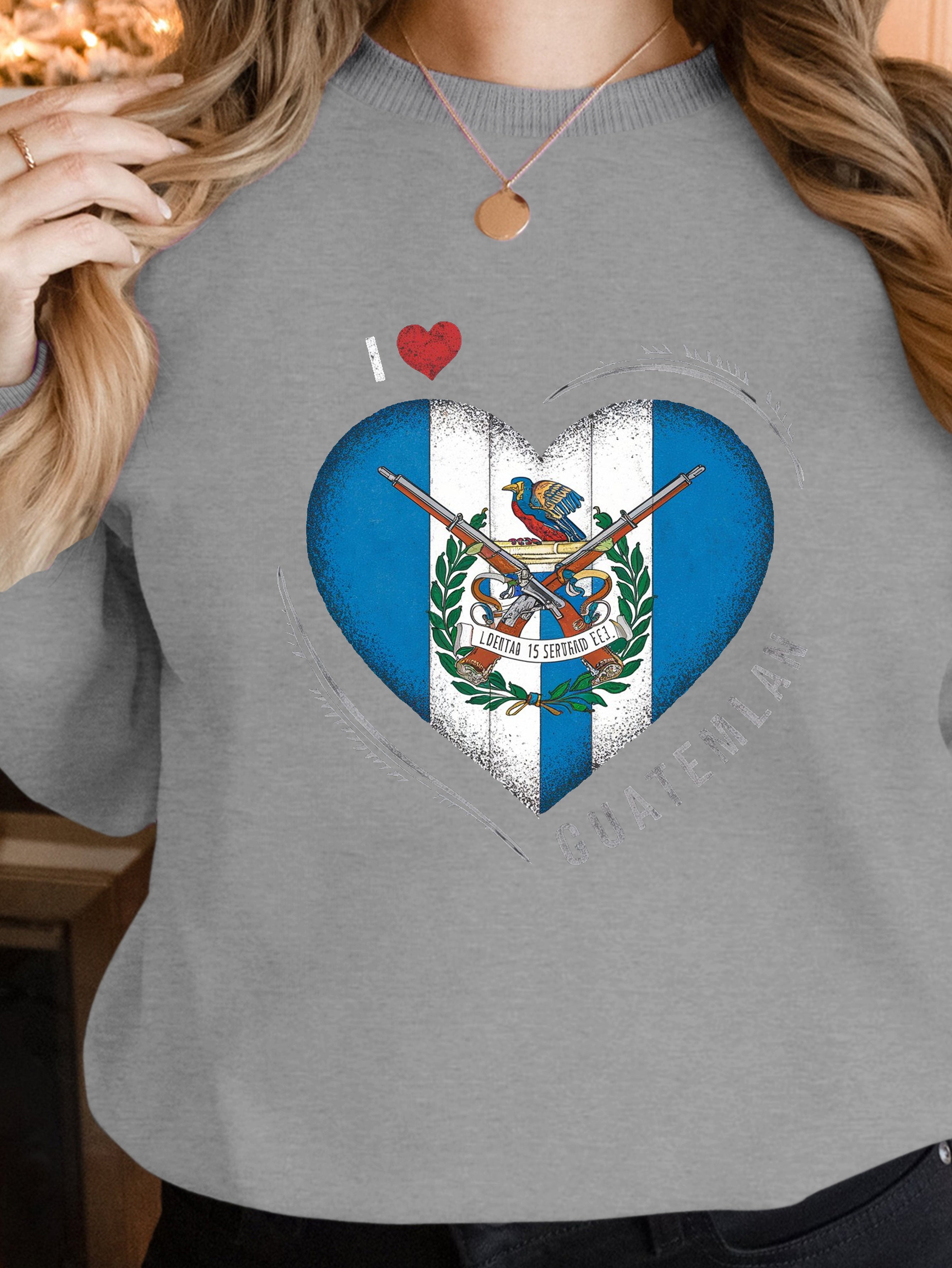 heart shaped Guatemalan flag women's sweatshirts