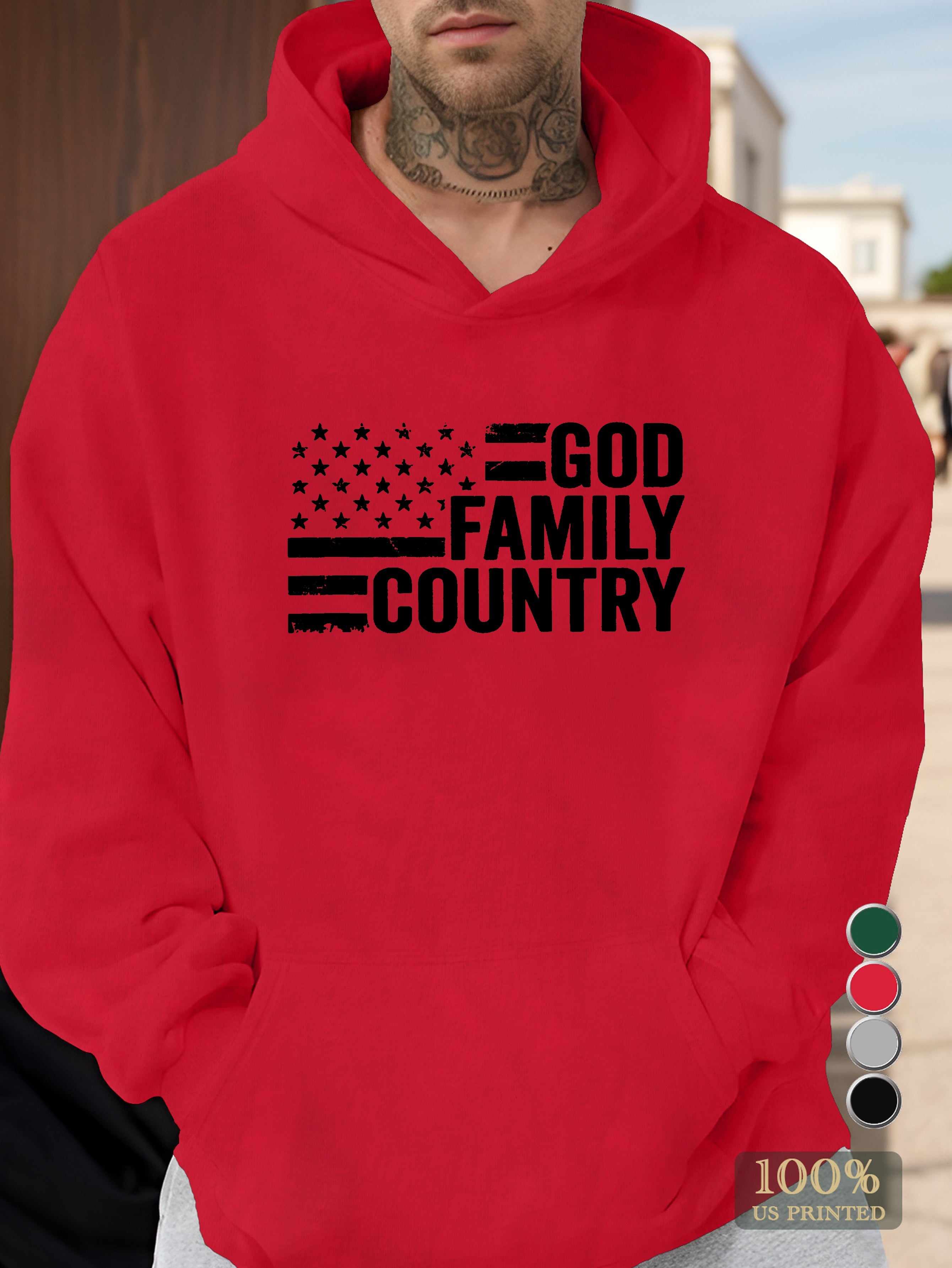 GOD FAMILY COUNTRY Men's hooded sweatshirt