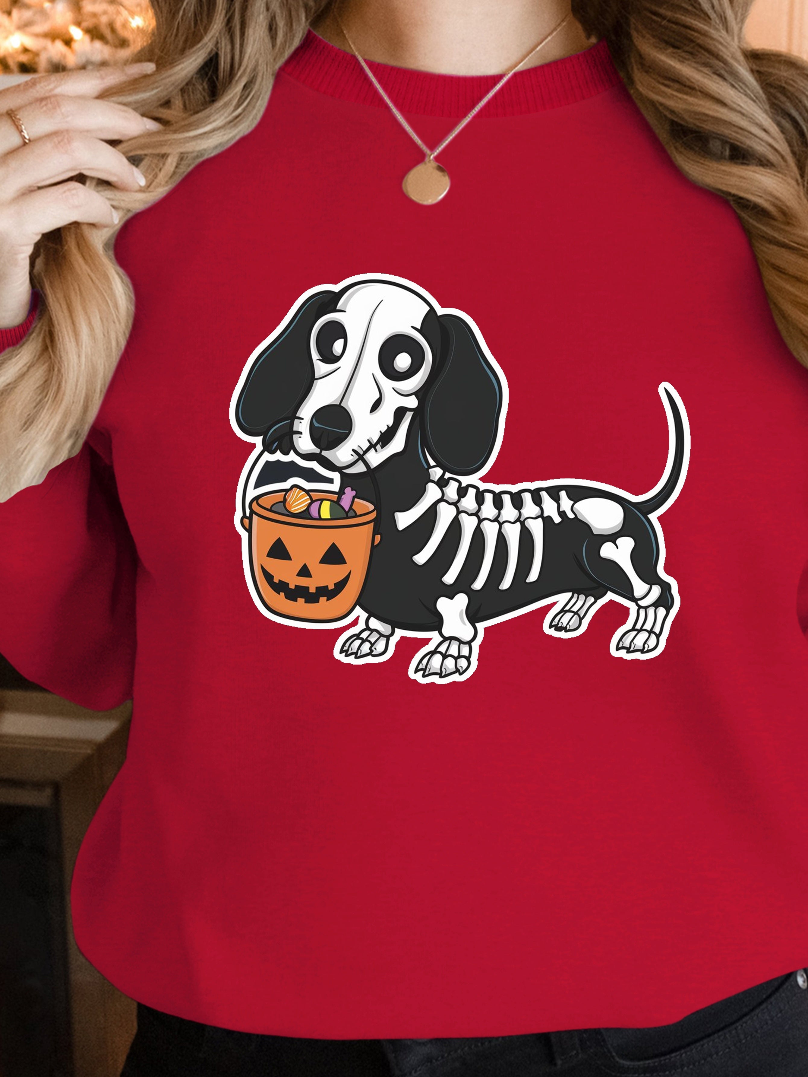 cartoon dachshund Halloween women's sweatshirts