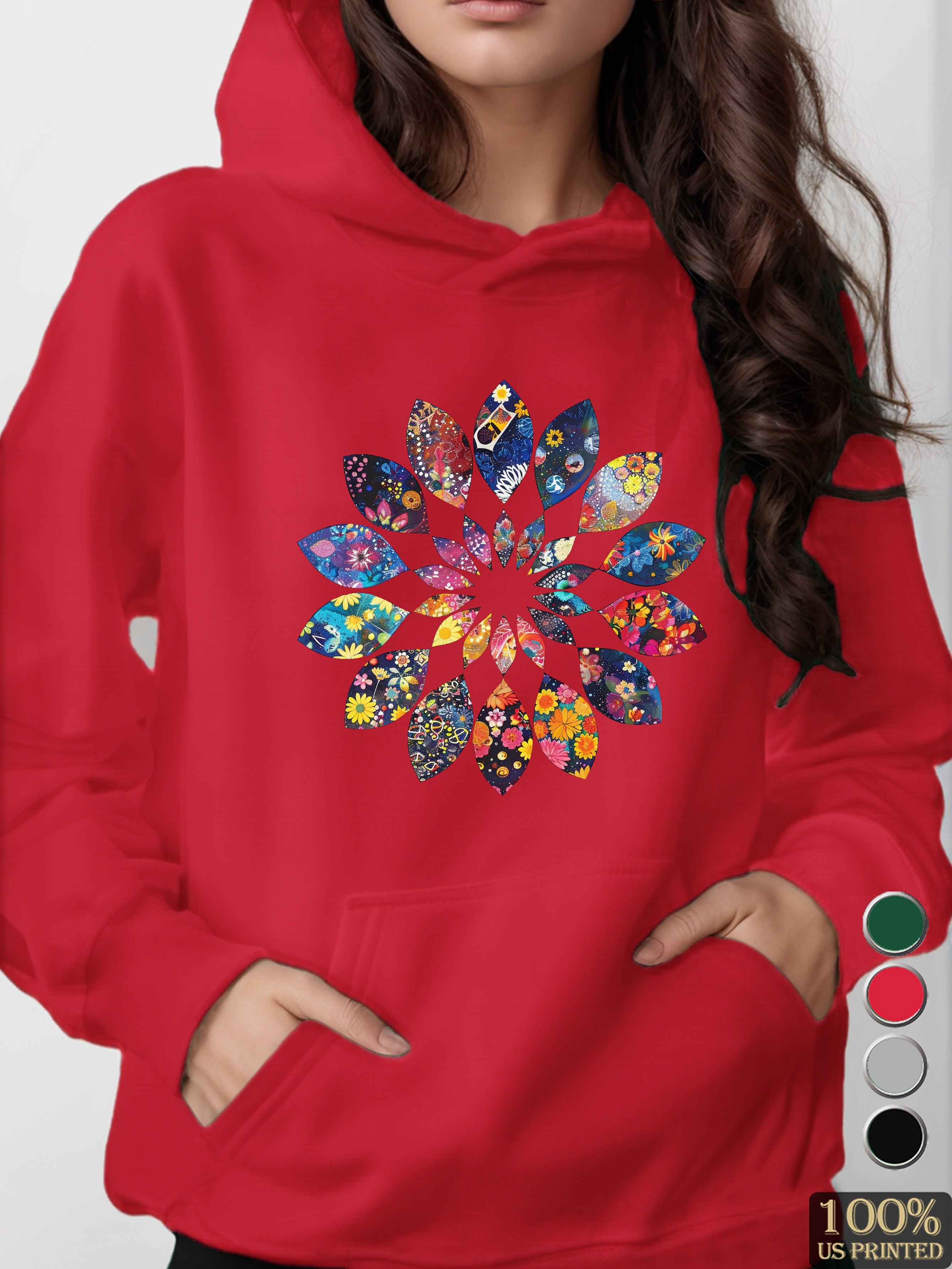 Hippie Floral Vibrance women's hooded sweatshirt