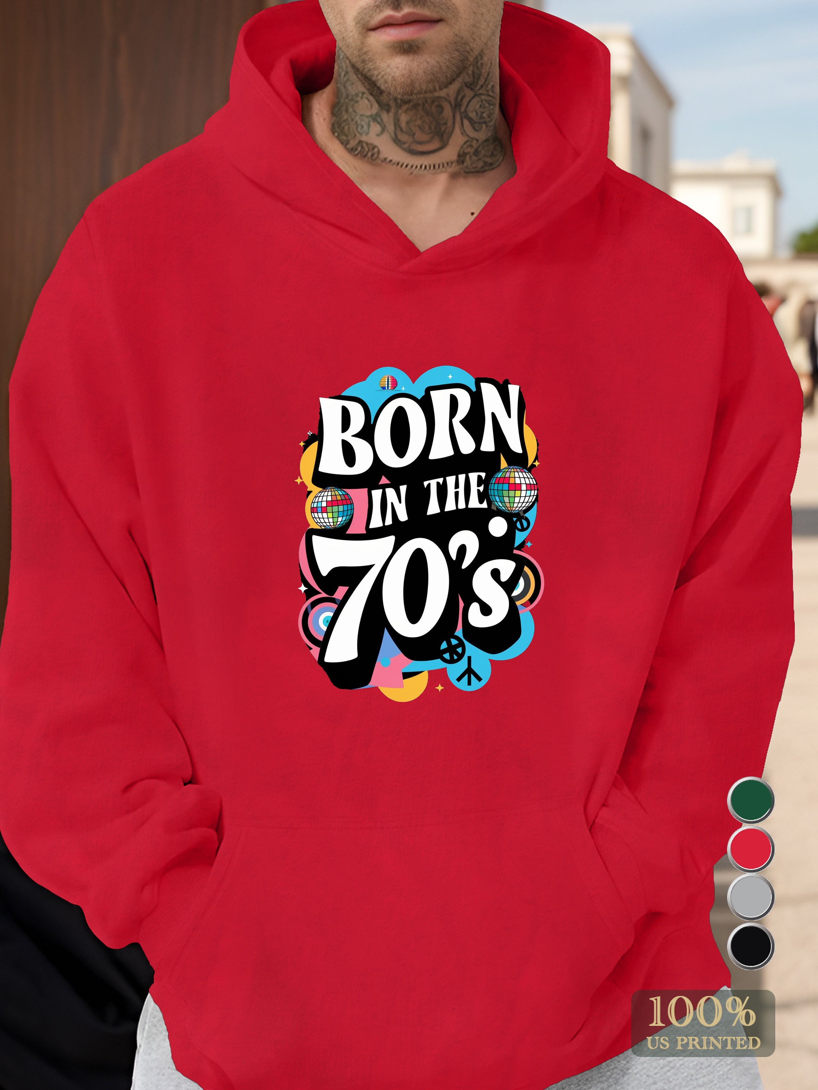 70 s retro nostalgia Men's hooded sweatshirt