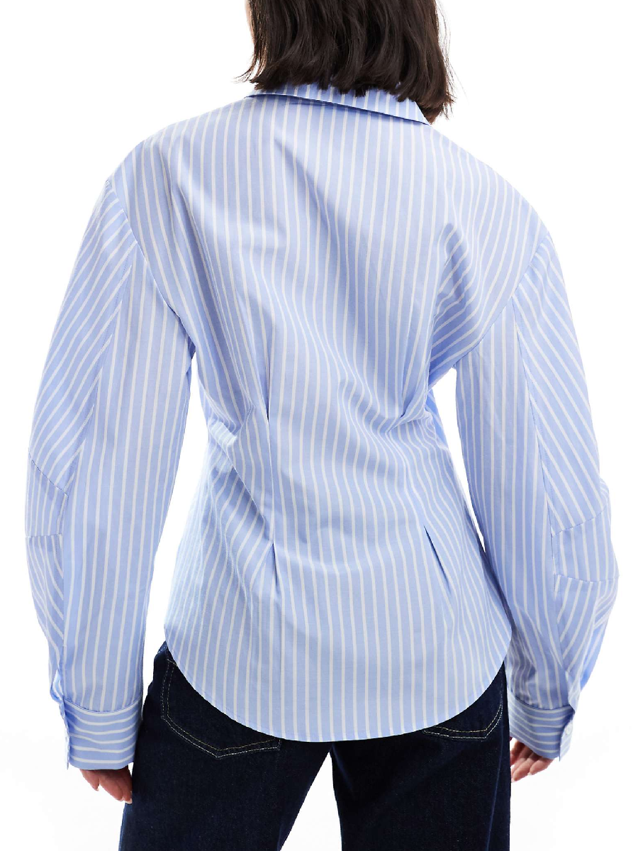 Wrap Shirt With Cocoon Sleeve In Stripe