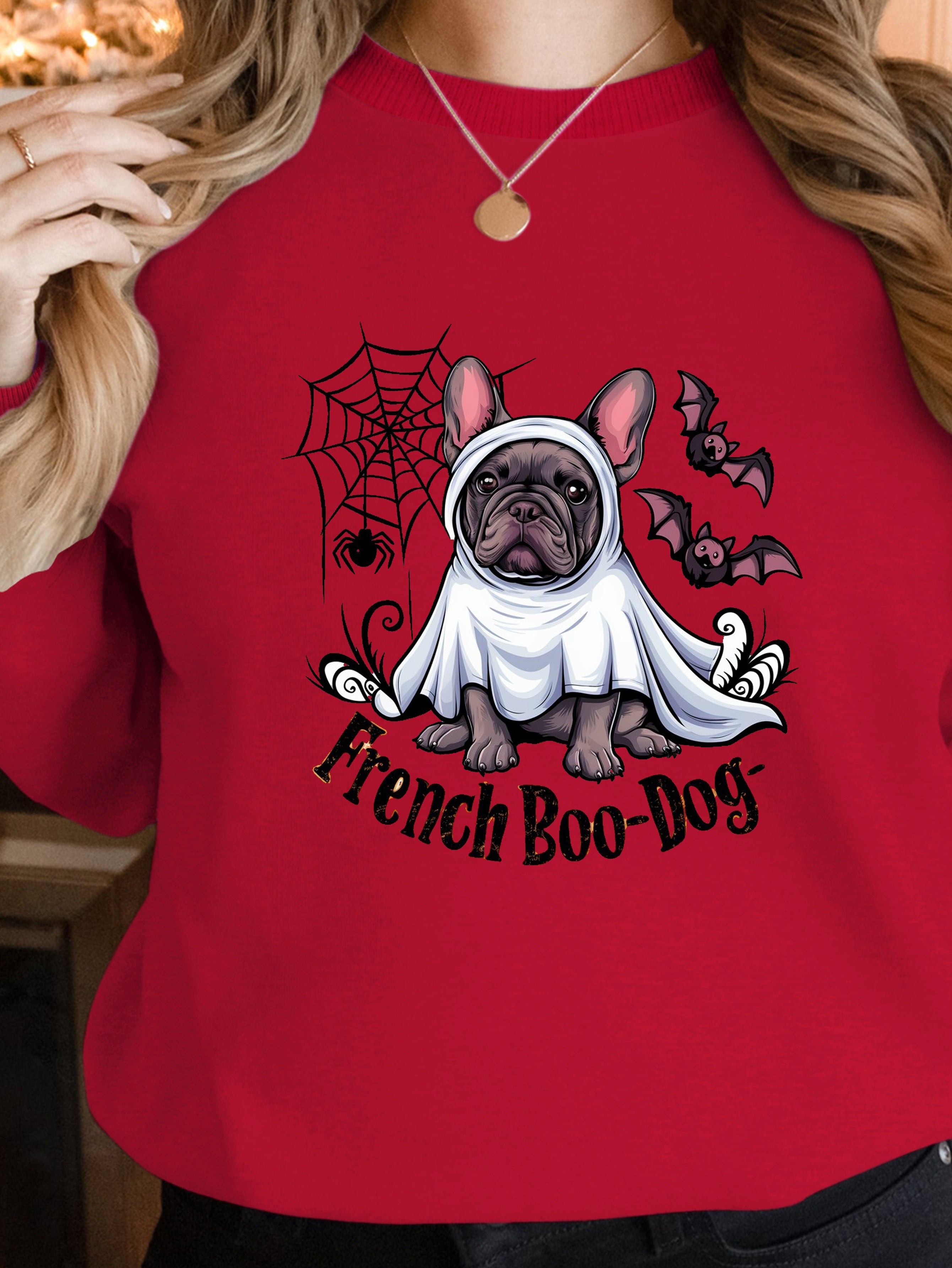 French Boo Dog Halloween T shirt women's sweatshirts