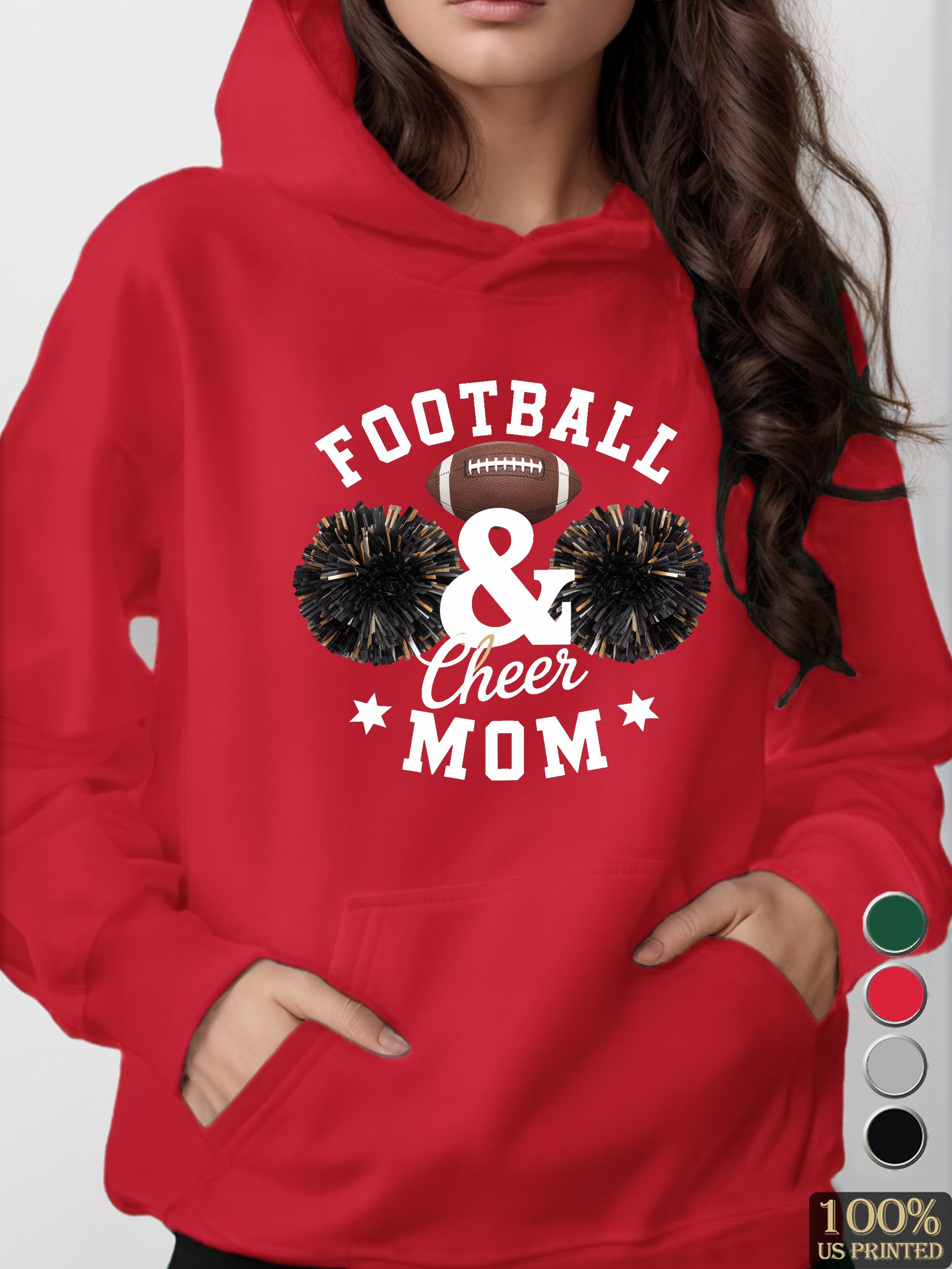 FOOTBALL cheer MOM women's hooded sweatshirt