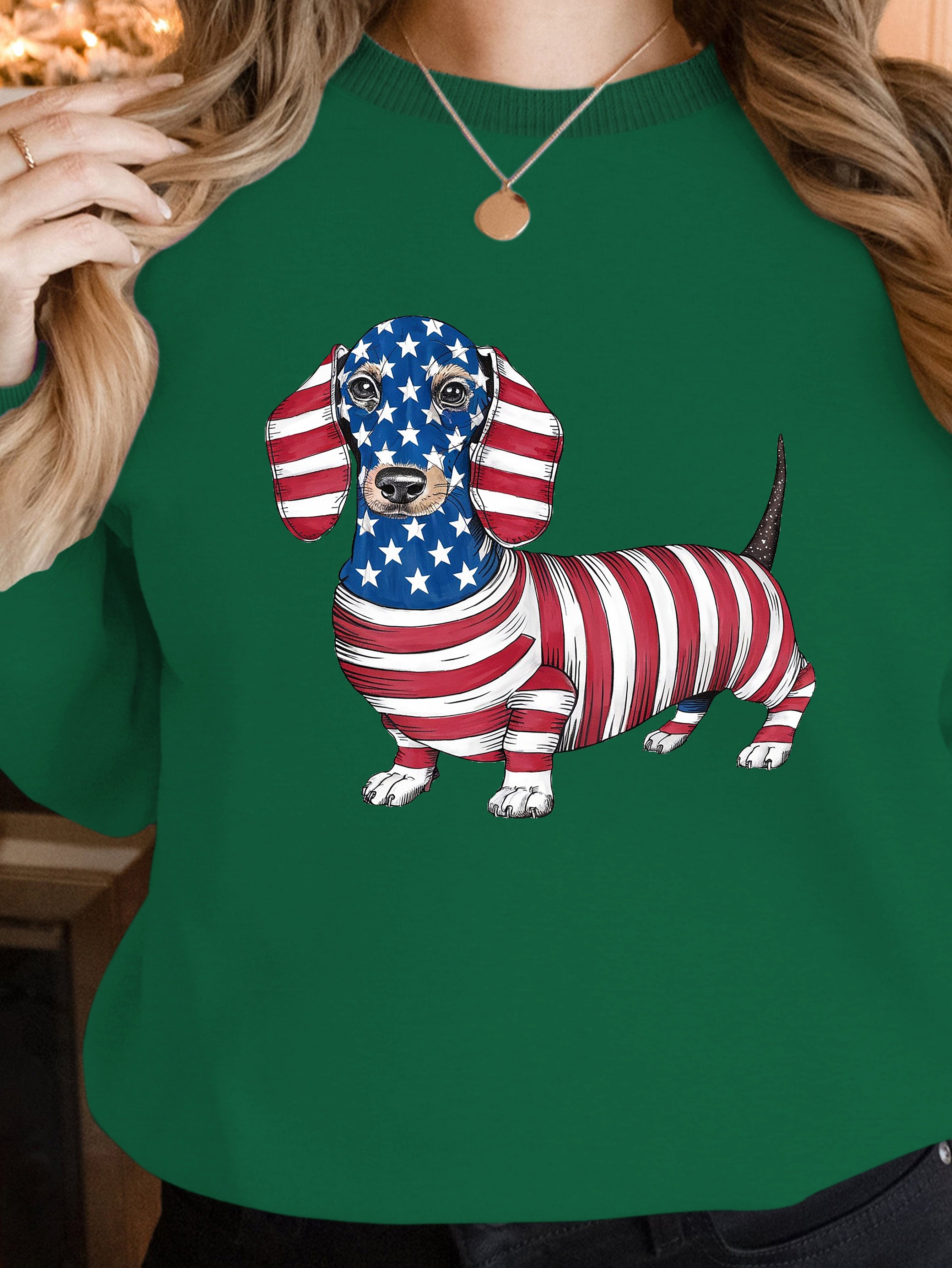 whimsical patriotic dachshund illustration women's sweatshirts