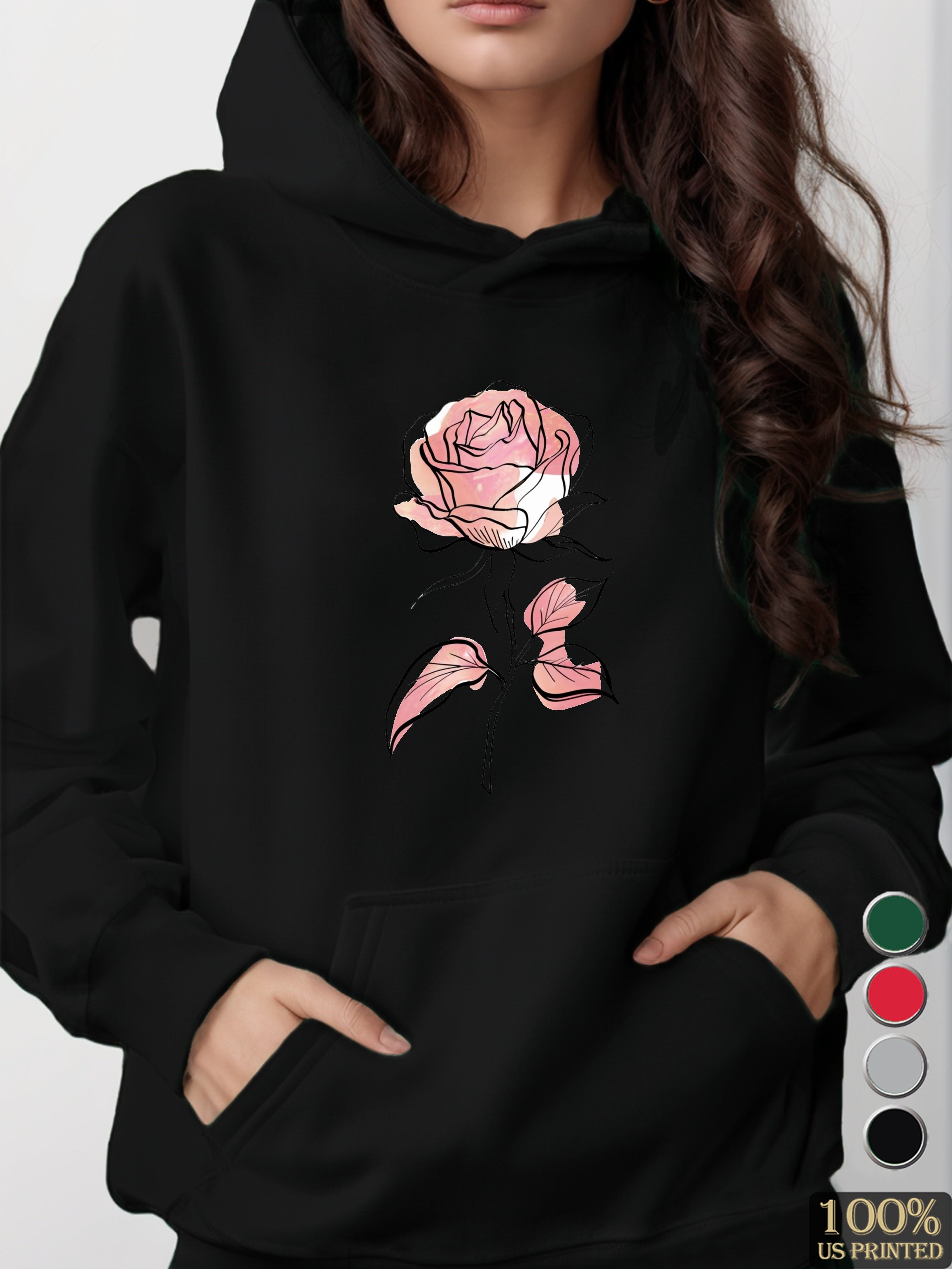 Minimalistic Rose women's hooded sweatshirt