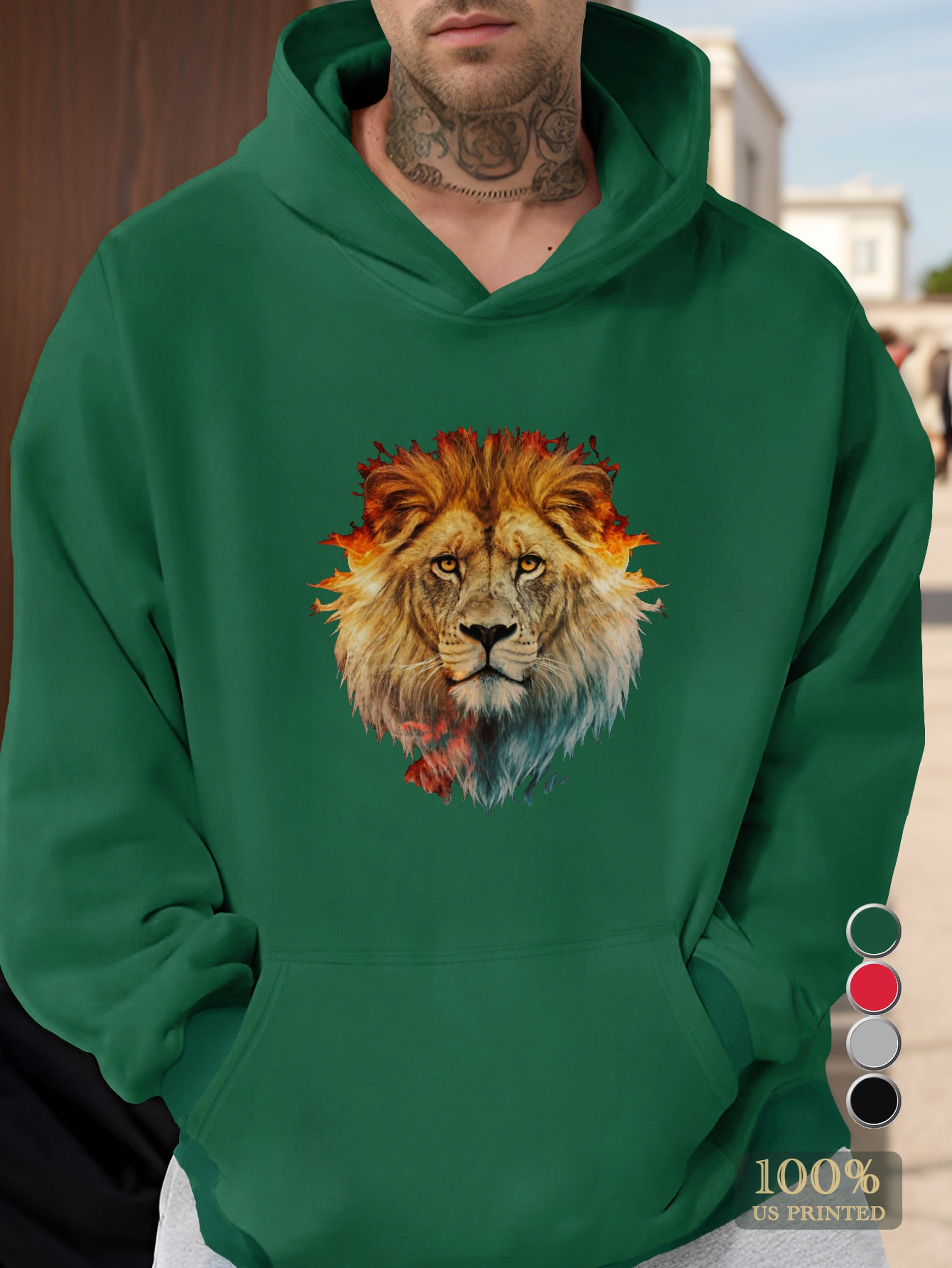 Majestic Jungle Lion Men's hooded sweatshirt