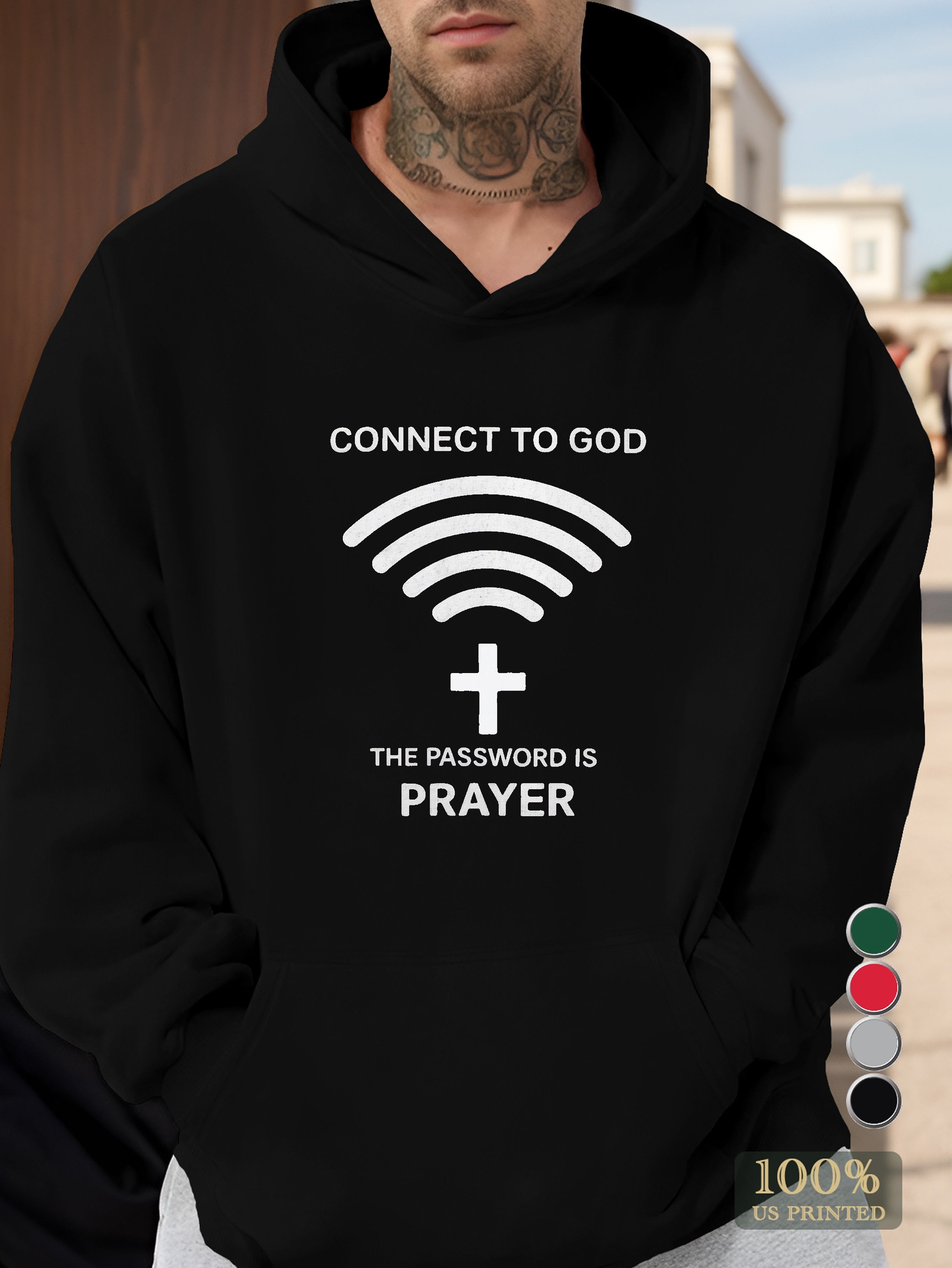 CONNECT TO GOD Men's hooded sweatshirt