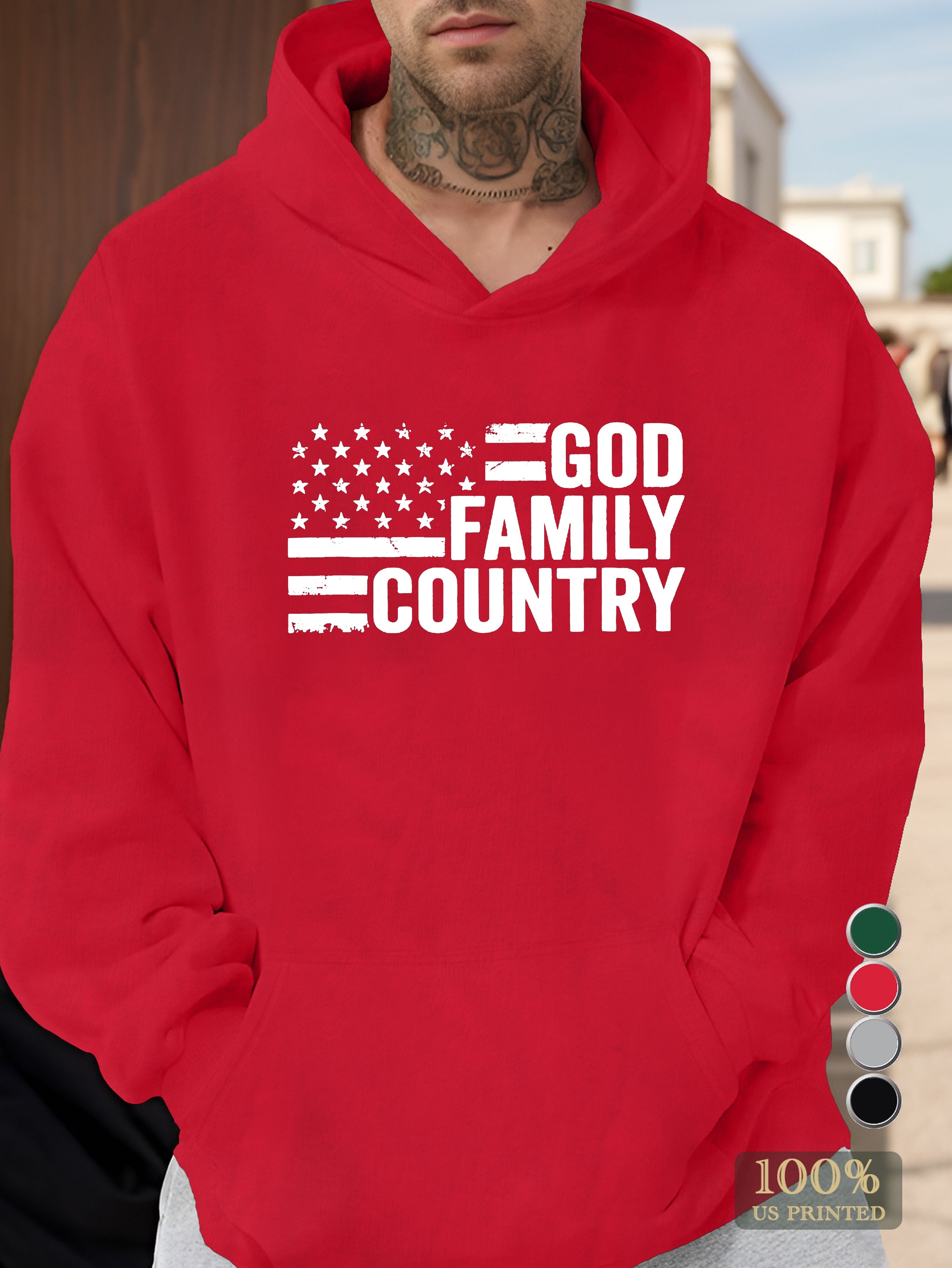 GOD FAMILY COUNTRY Men's hooded sweatshirt
