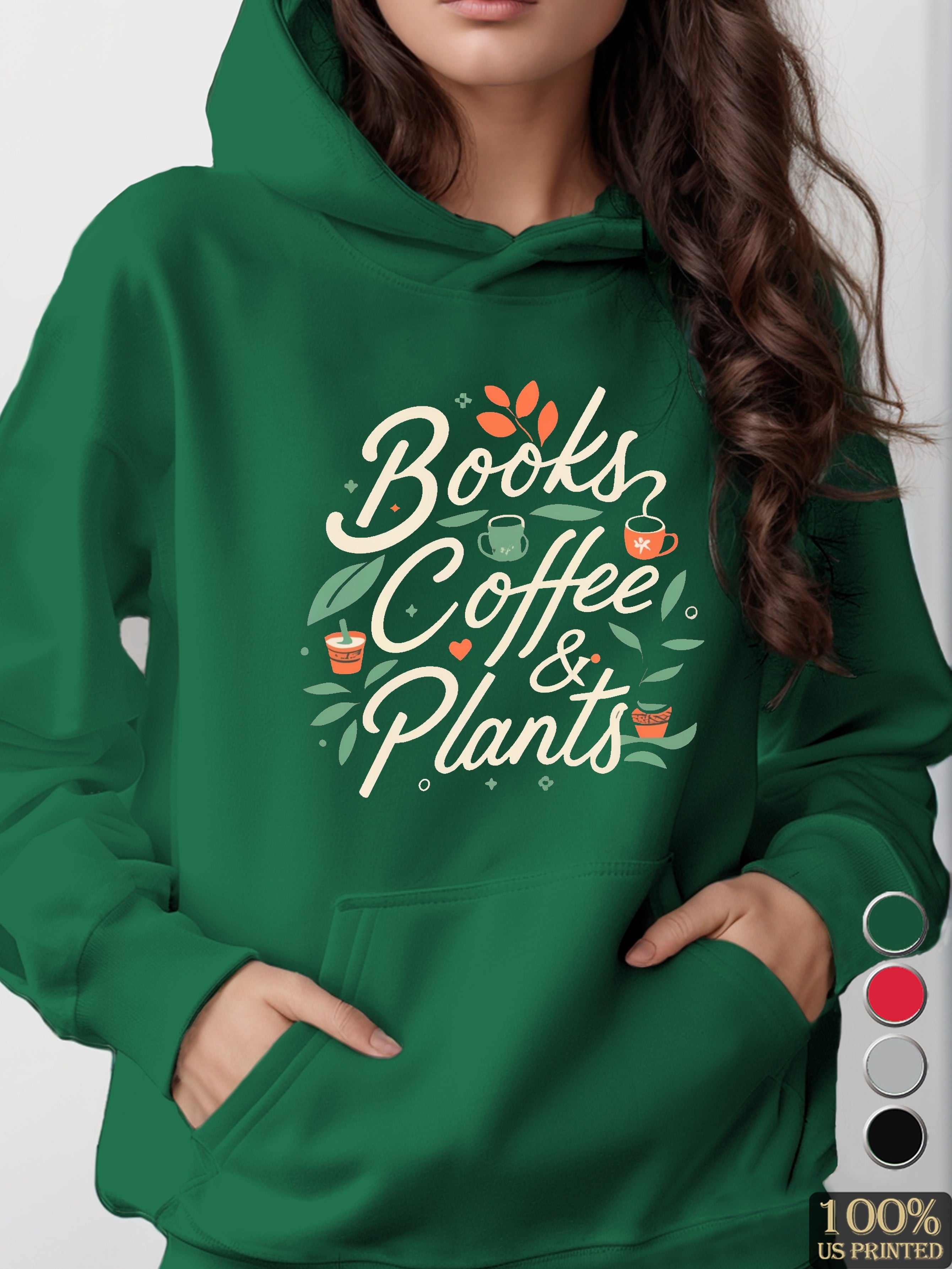 BOOKS COFFEE PLANTS women's hooded sweatshirt