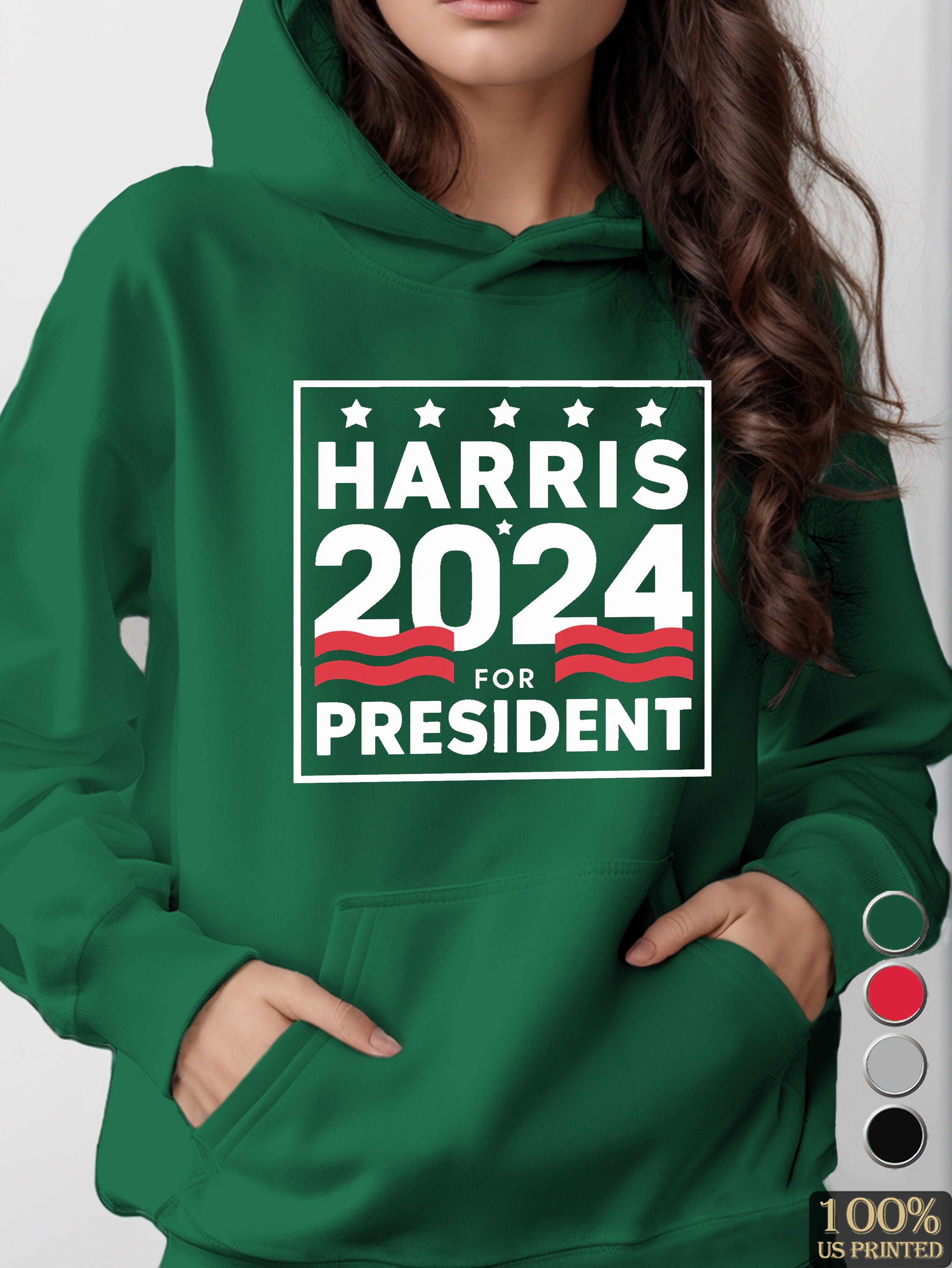 HARRIS 2024 campaign design women's hooded sweatshirt