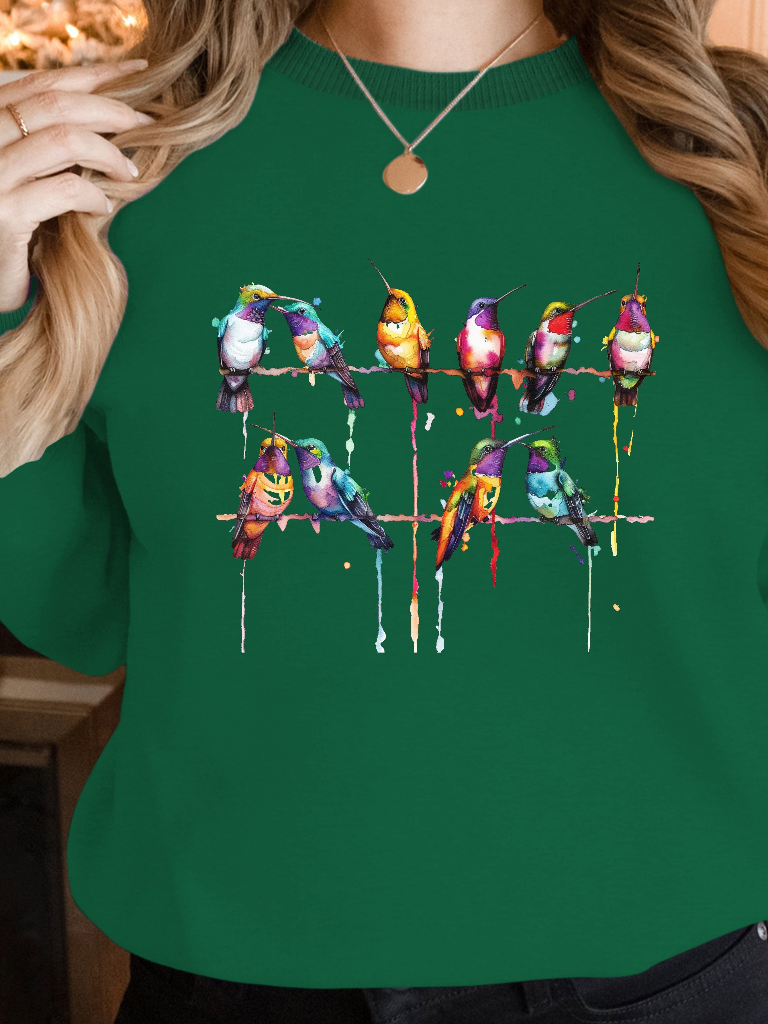 Vibrant watercolor style hummingbirds women's sweatshirts