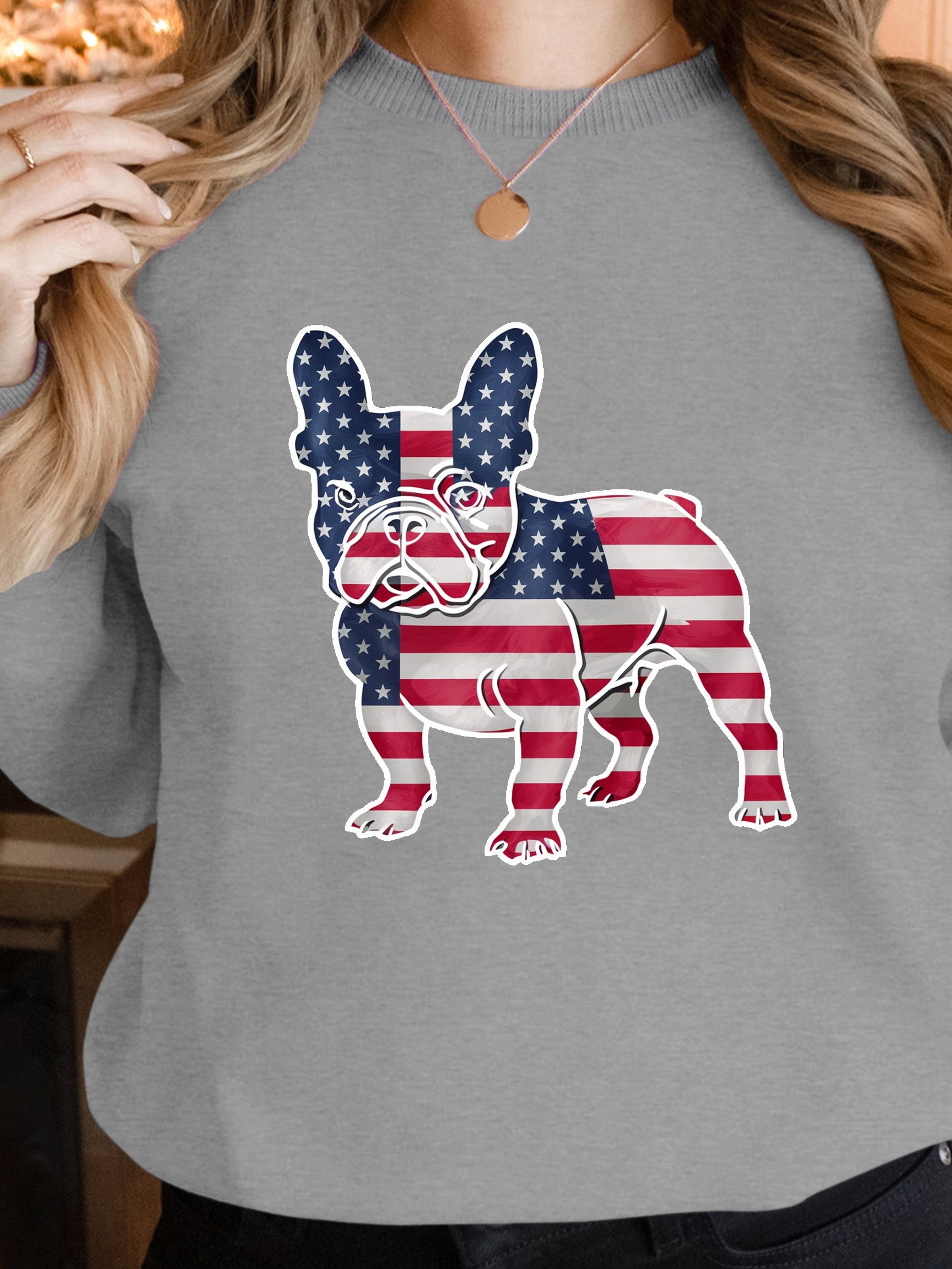 American Flag French Bulldog women's sweatshirts