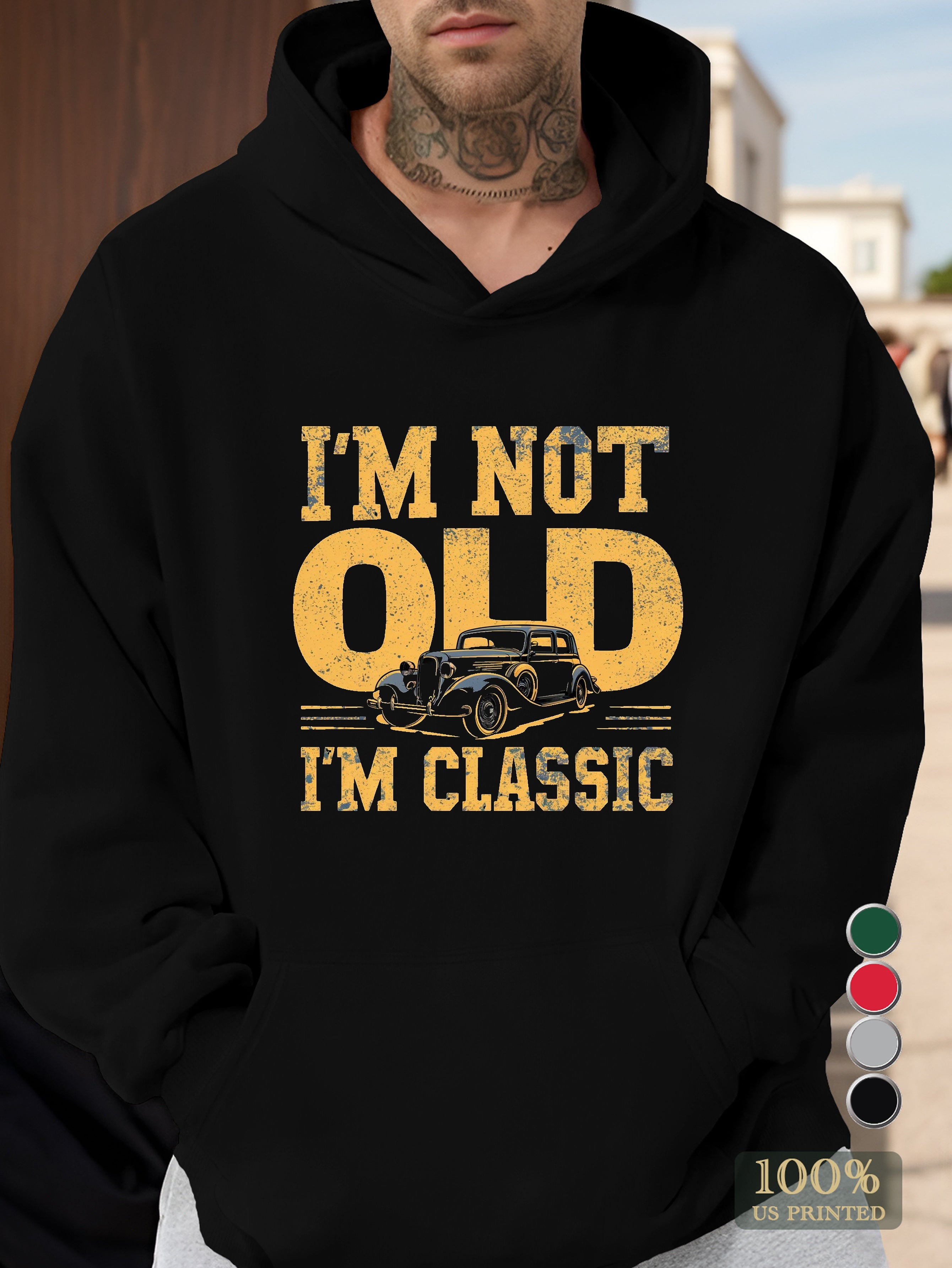 Classic Car Vintage Style Men's hooded sweatshirt