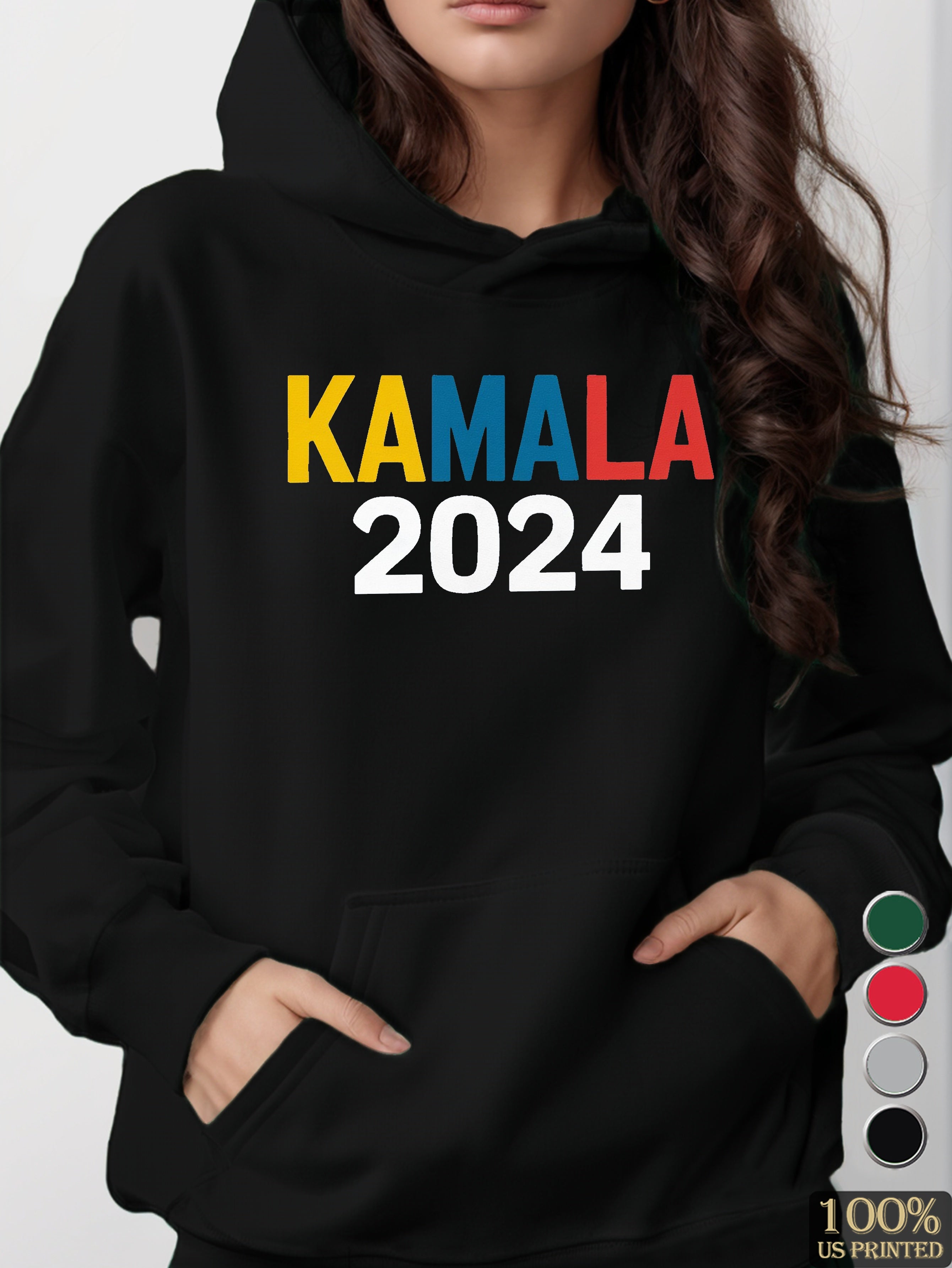 KAMALA 2024 illustration women's hooded sweatshirt