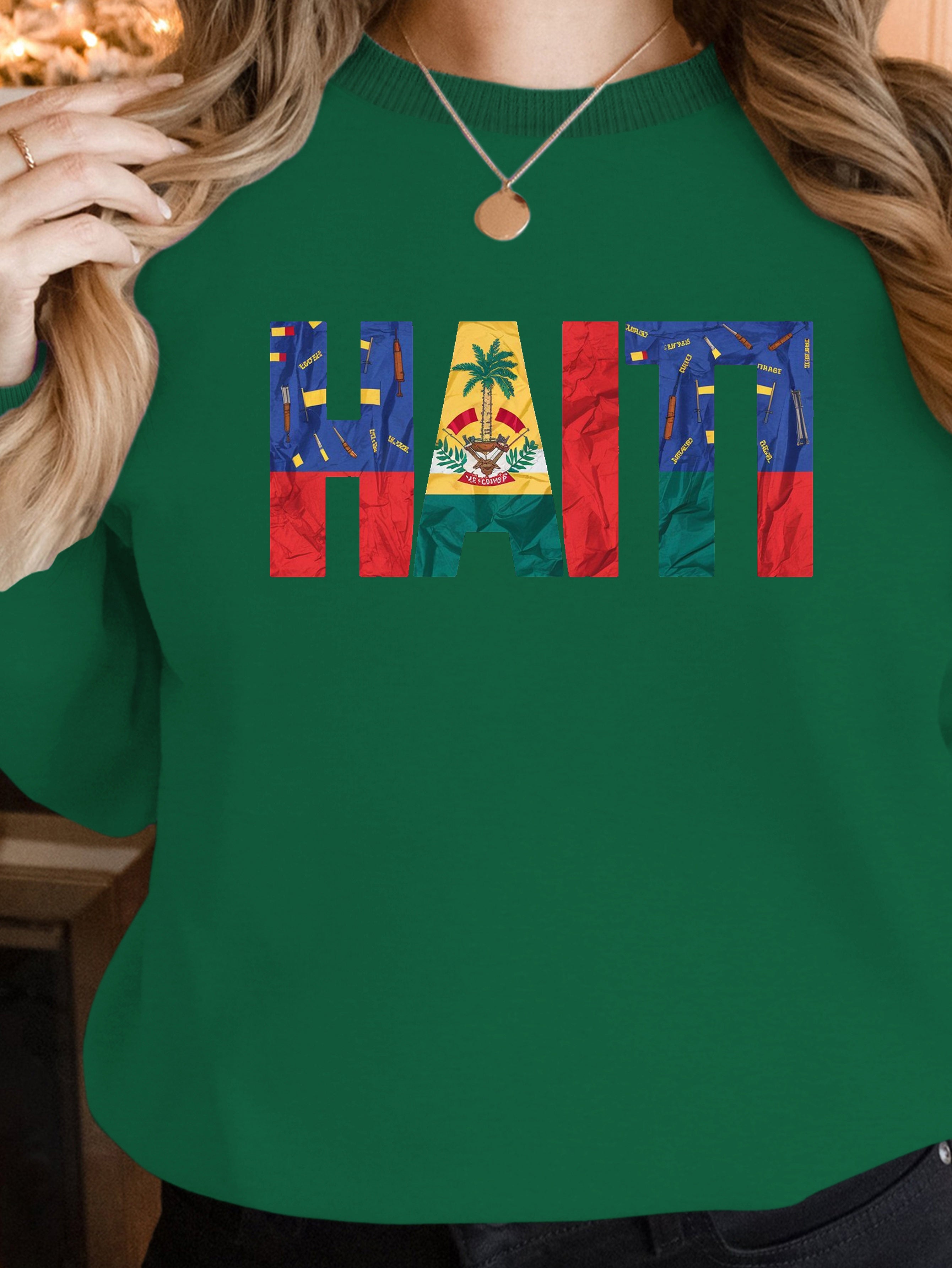 HAITI in bold letters women's sweatshirts