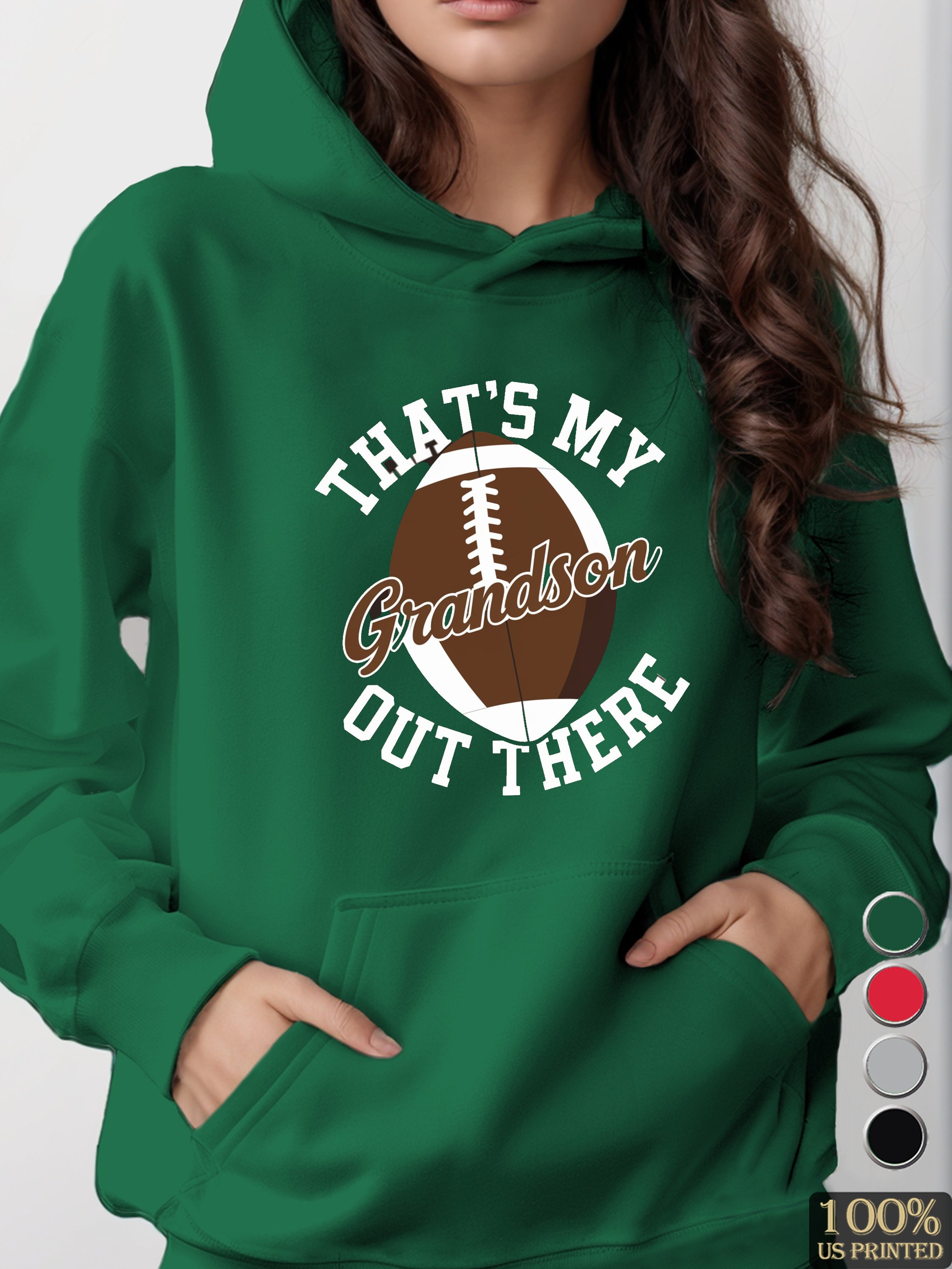 Grandson football illustration women's hooded sweatshirt