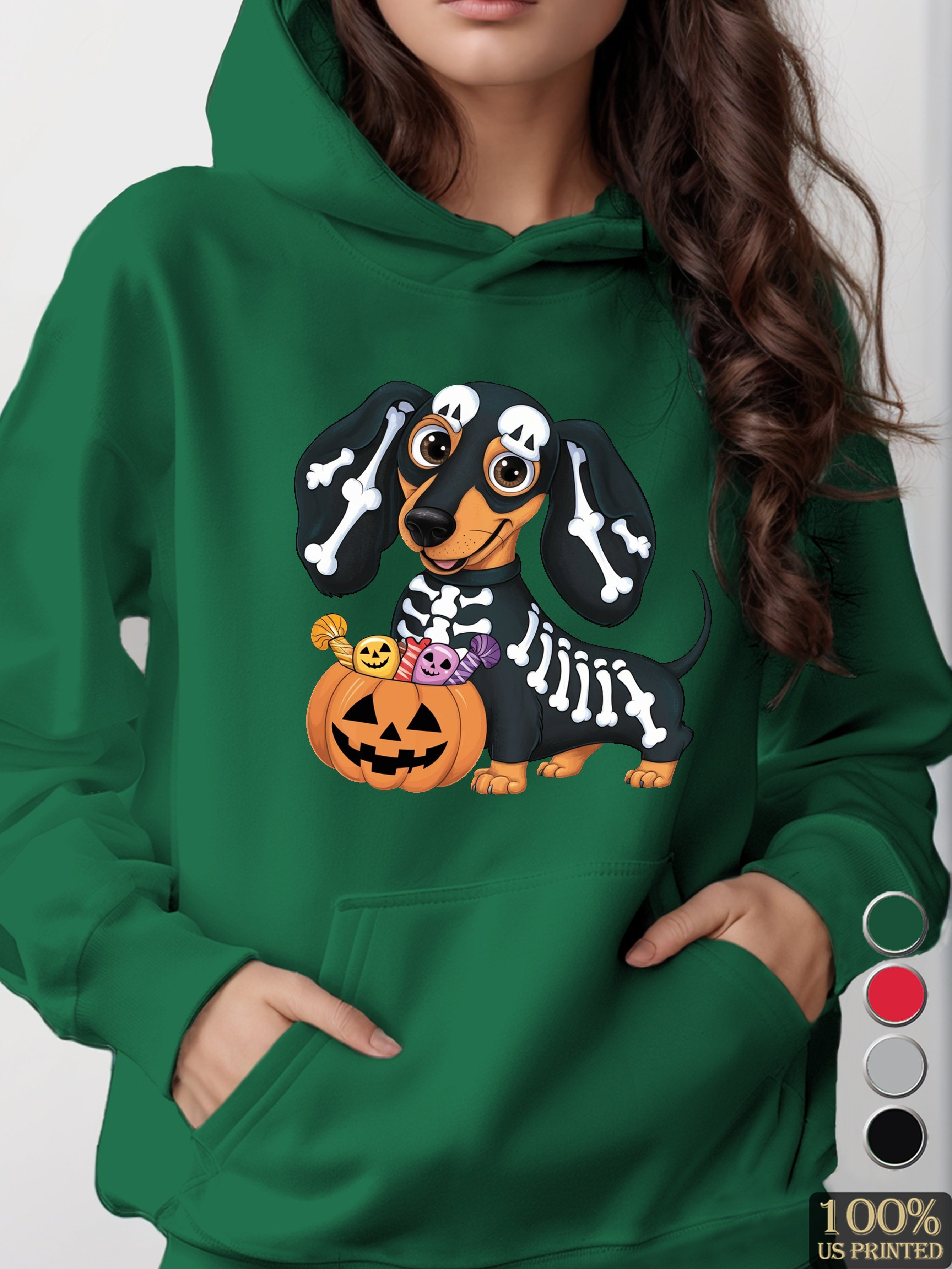 Halloween dachshund women's hooded sweatshirt