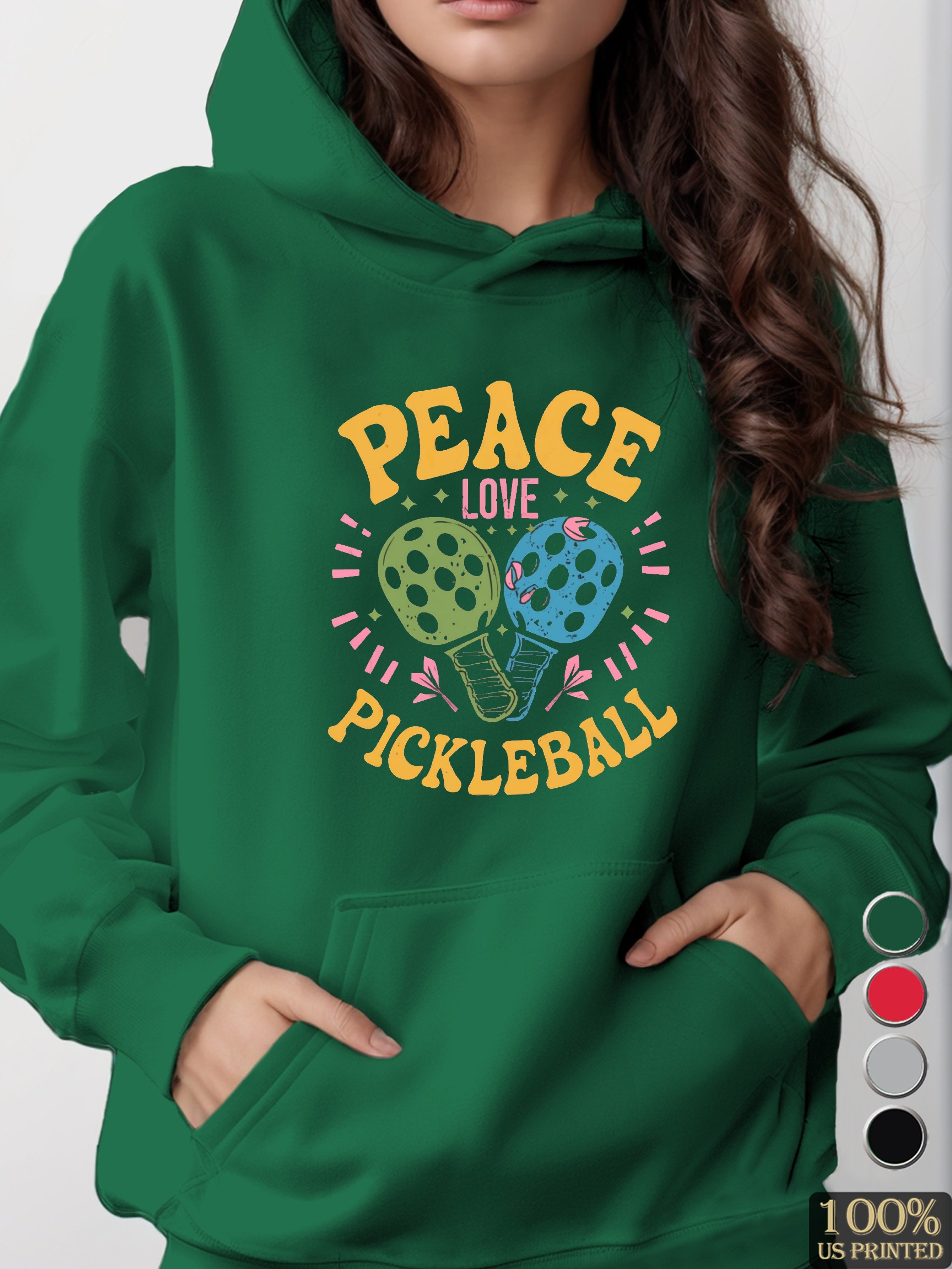 Peace Love Pickleball women's hooded sweatshirt