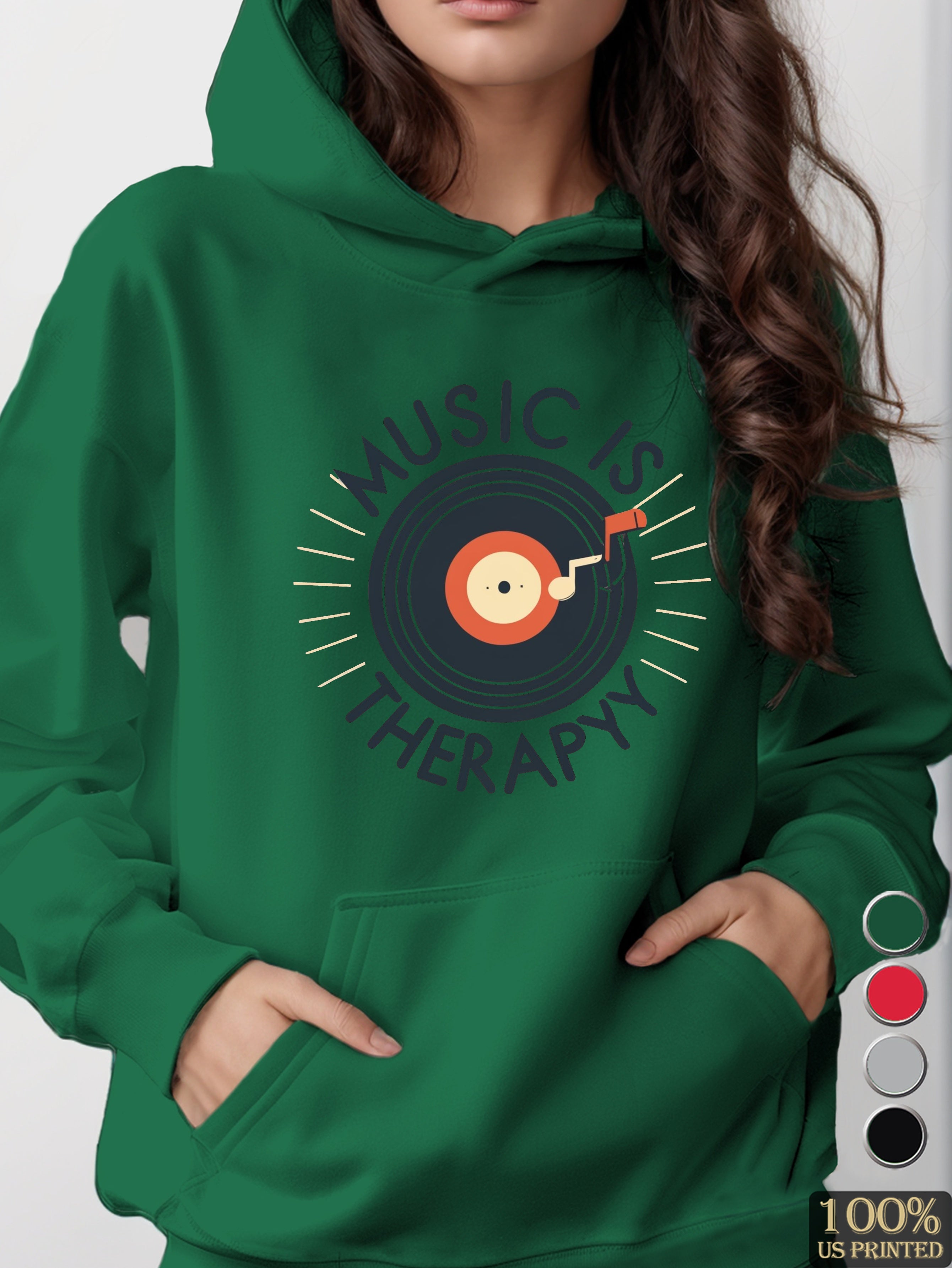 MUSIC IS MY THERAPY women's hooded sweatshirt