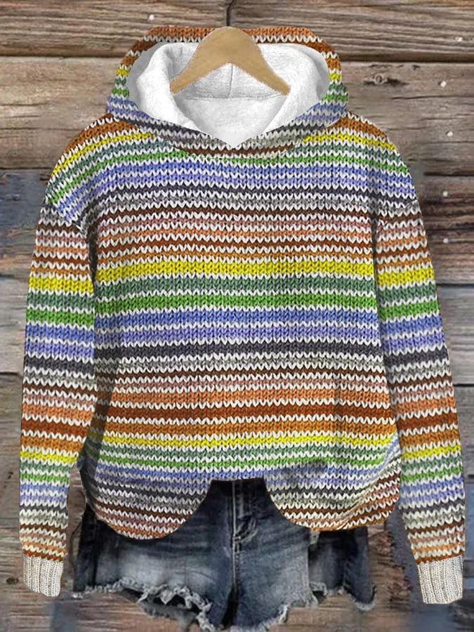 Women's Vintage Color Striped Sweatshirt