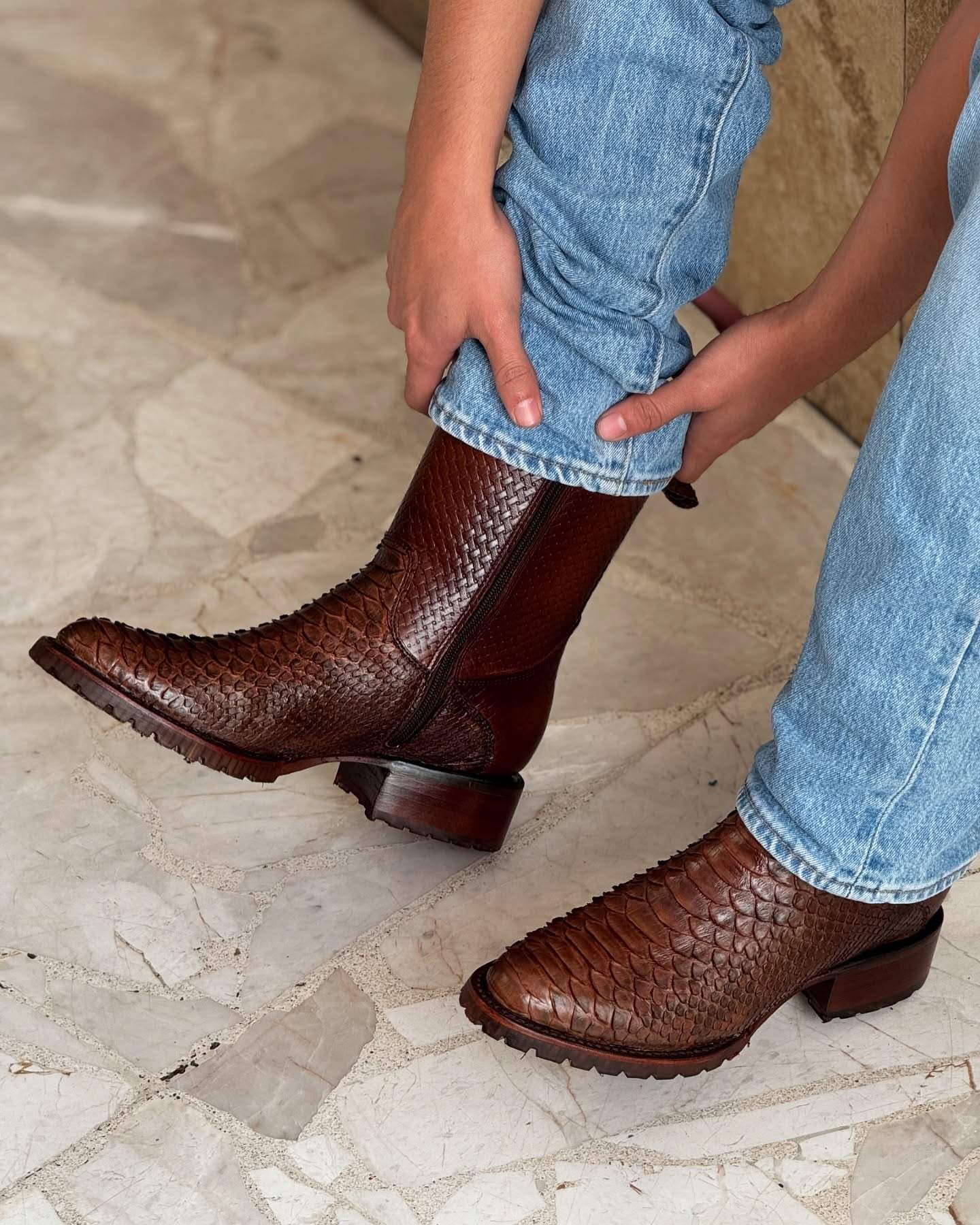 Italian Handmade Python Western Boots