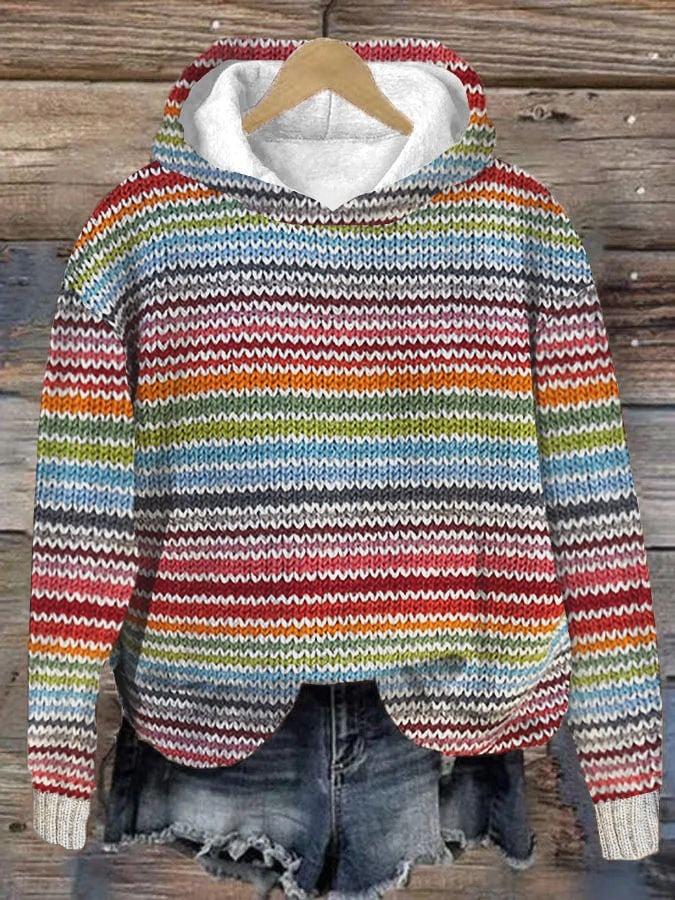 Women's Vintage Color Striped Sweatshirt