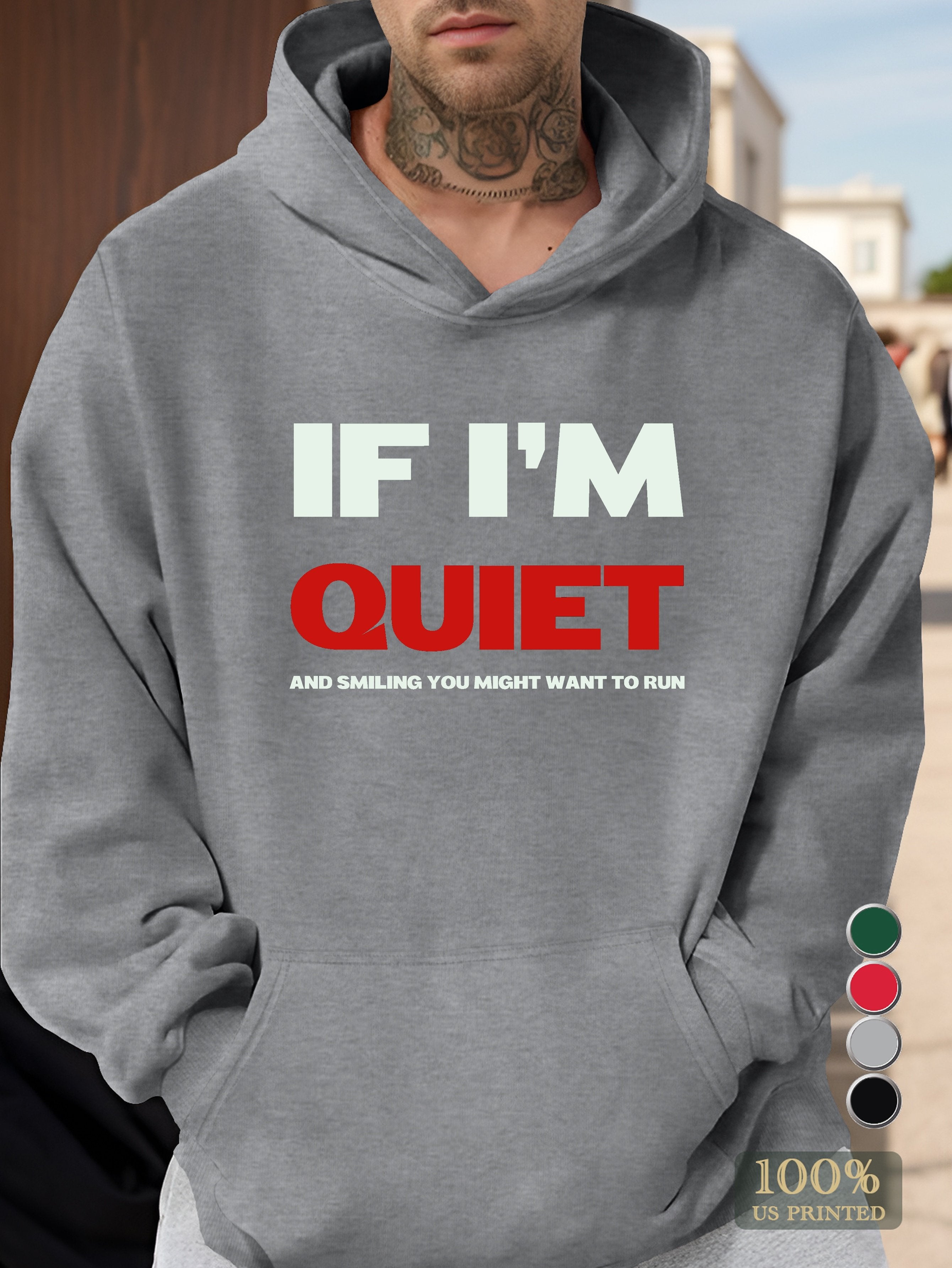 Quiet and smiling run Men's hooded sweatshirt