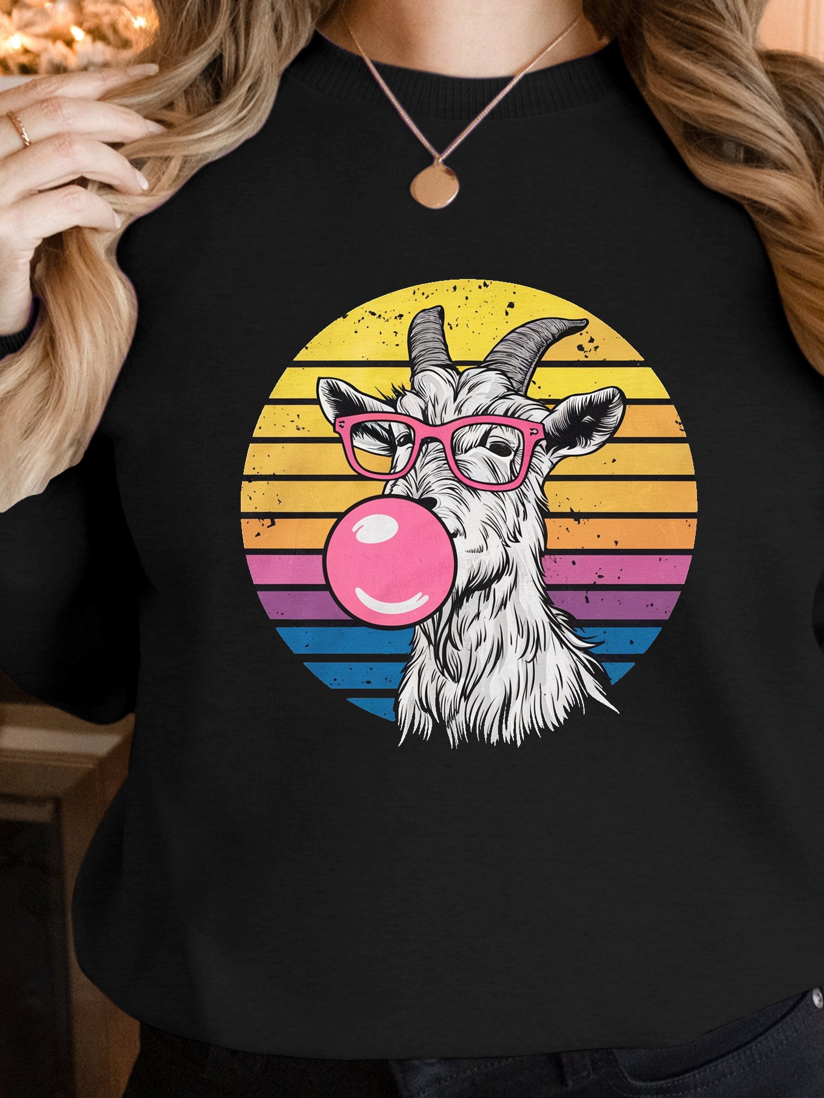 Goat wearing pink glasses women's sweatshirts