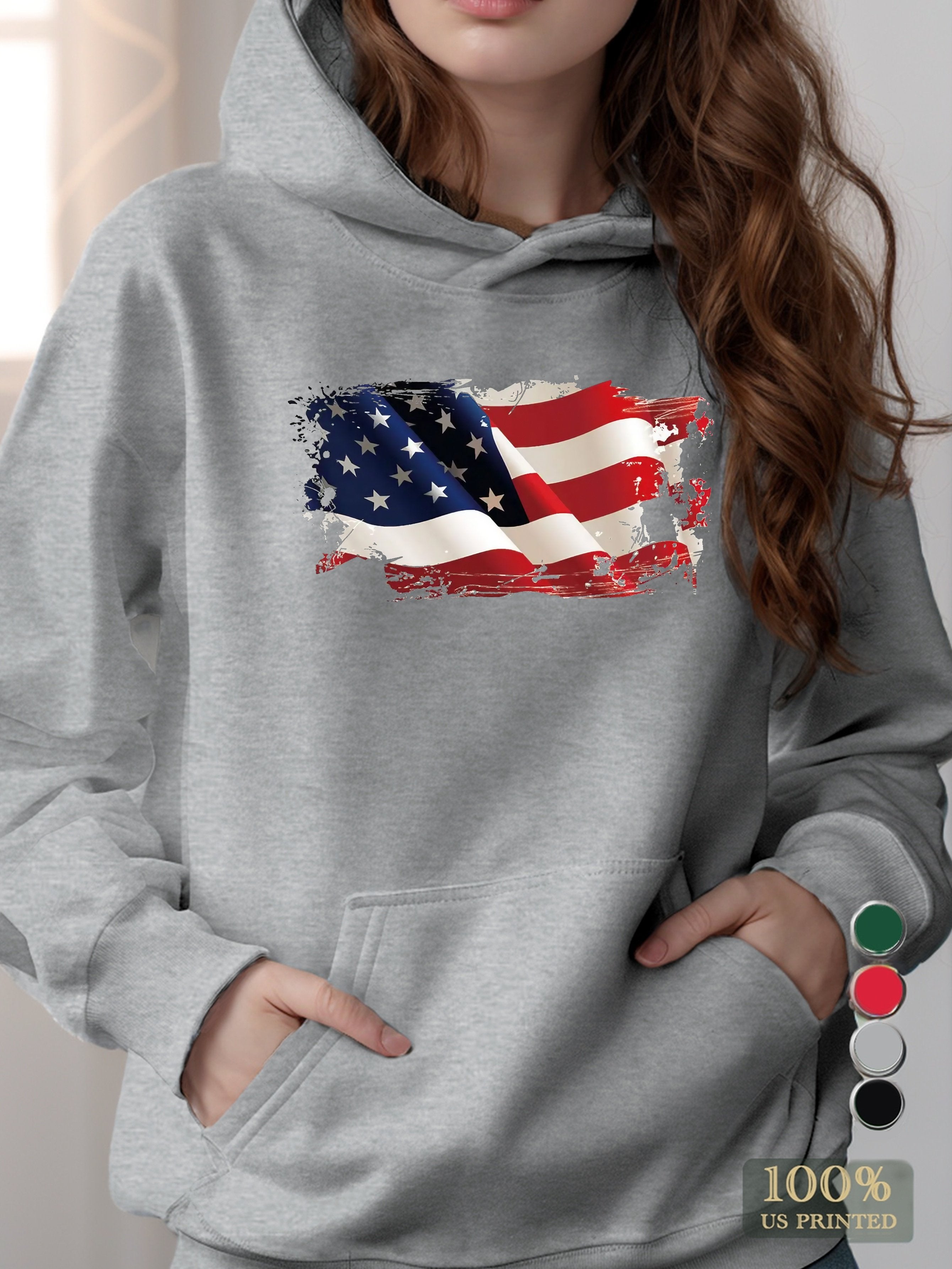 American Flag women's hooded sweatshirt