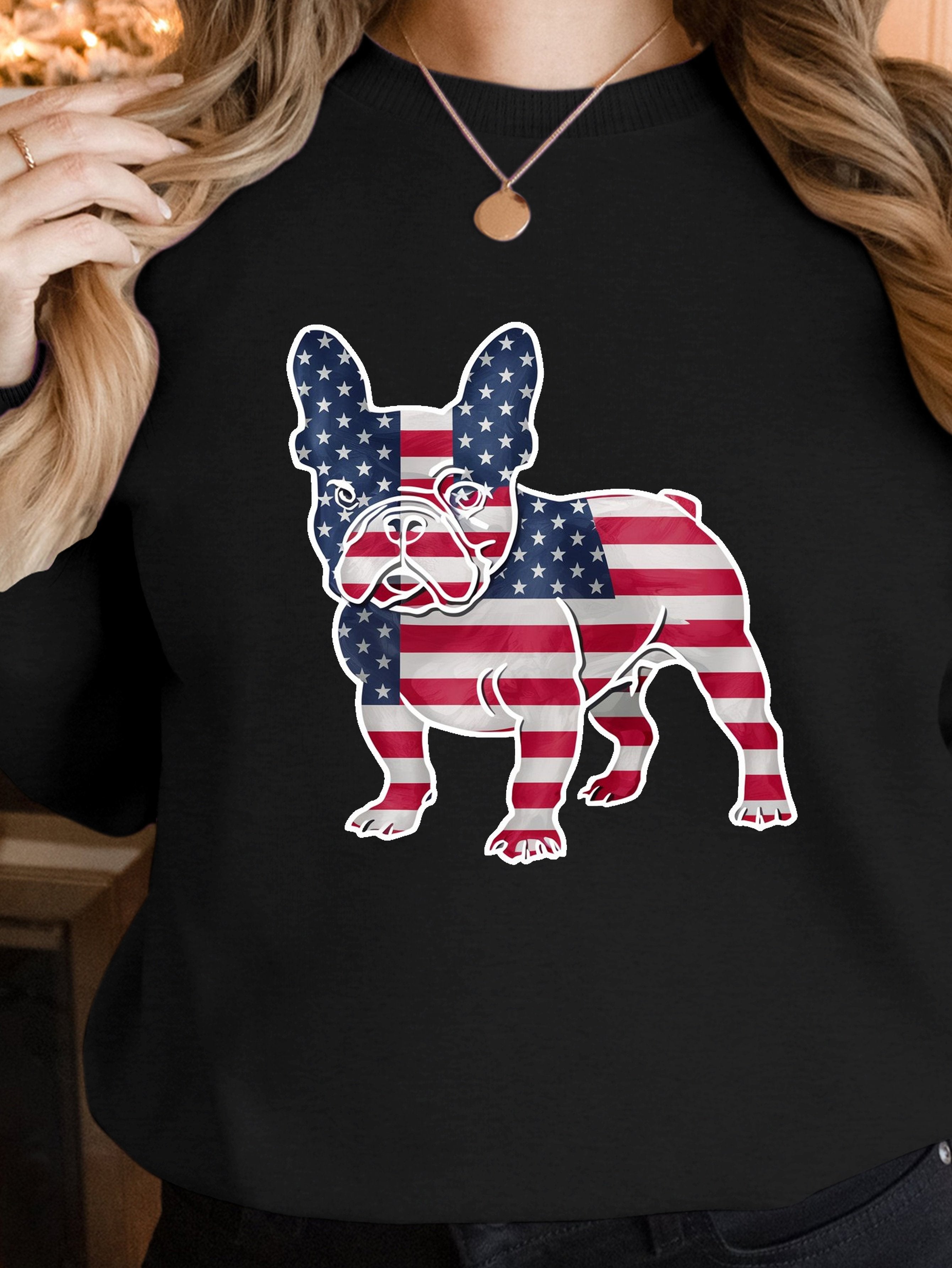 American Flag French Bulldog women's sweatshirts