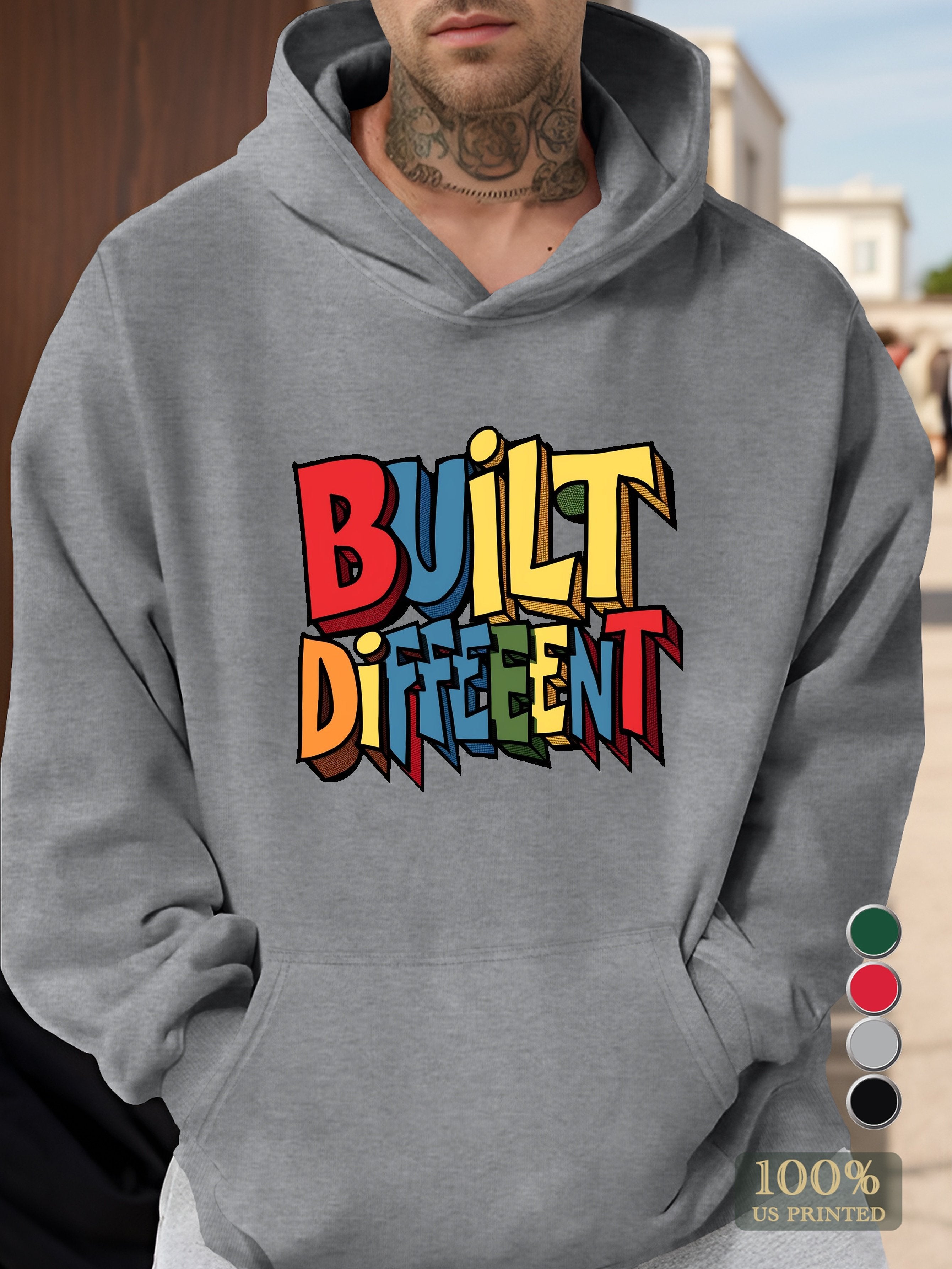 BUILT DIFFERENT Men's hooded sweatshirt