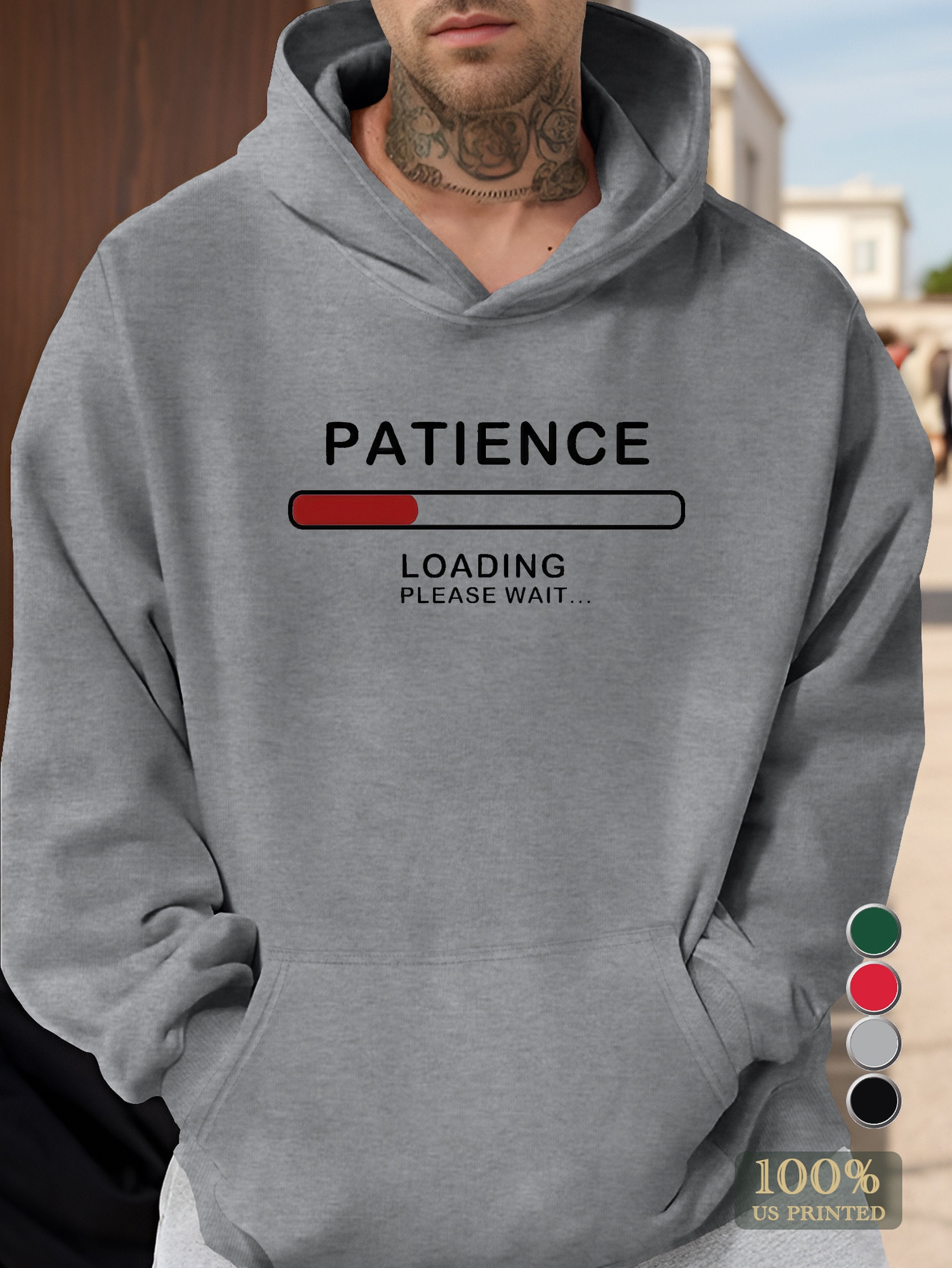 PATIENCE LOADING Men's hooded sweatshirt