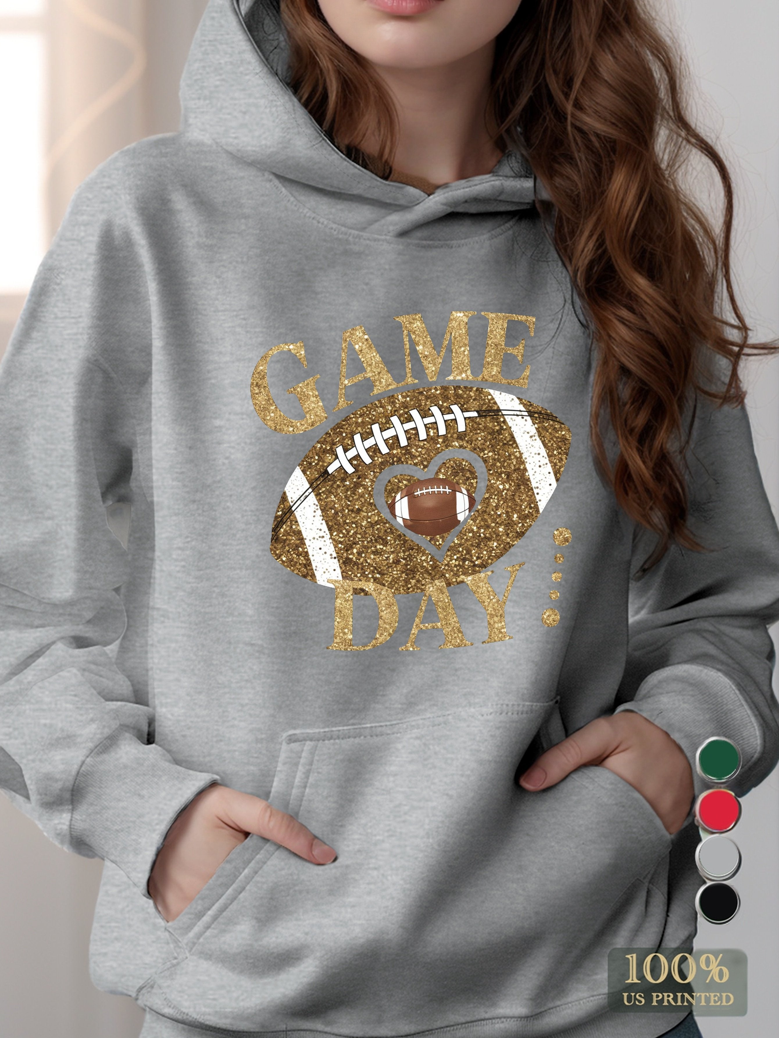 GAME DAY with football women's hooded sweatshirt